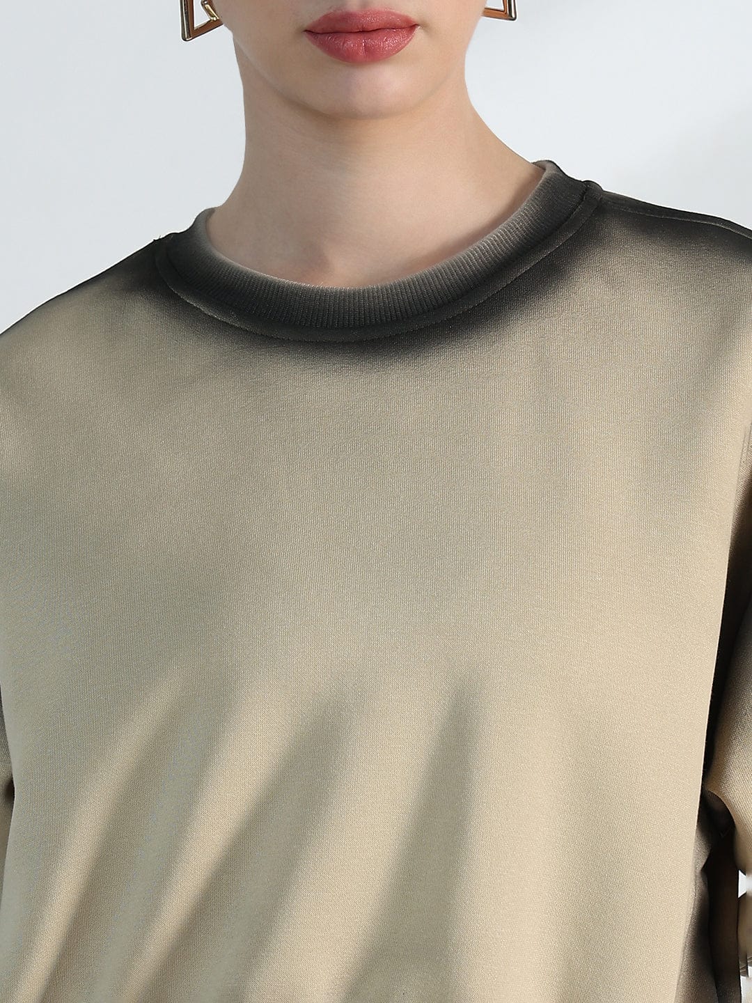 Women's Beige Round neck Oversized Sweatshirt