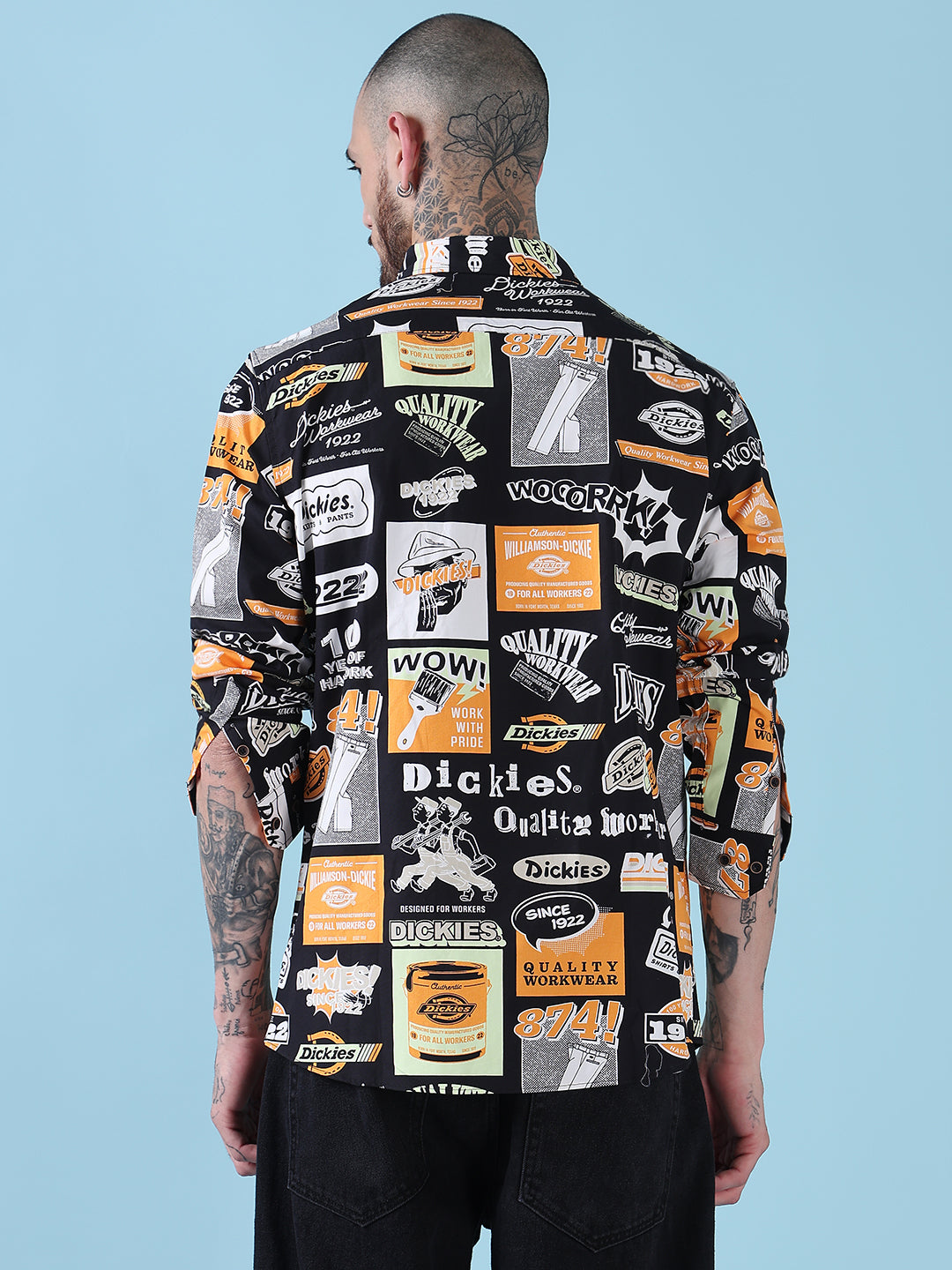 Men's Black Graphic printed Slim Fit Full Sleeves Shirt