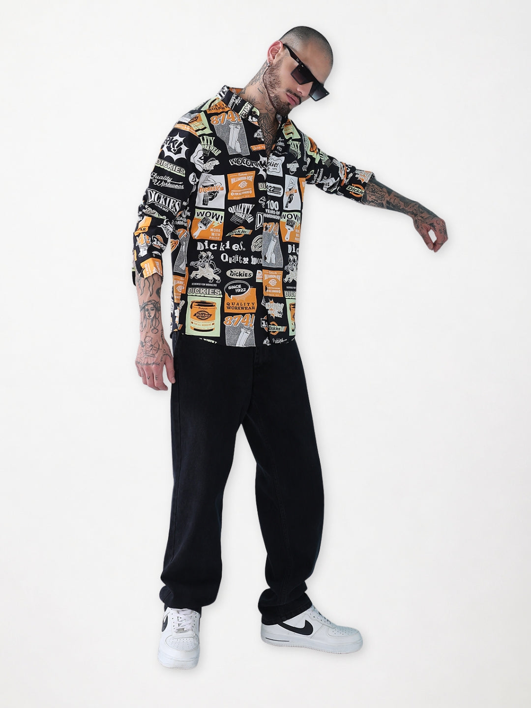 Men's Black Graphic printed Slim Fit Full Sleeves Shirt