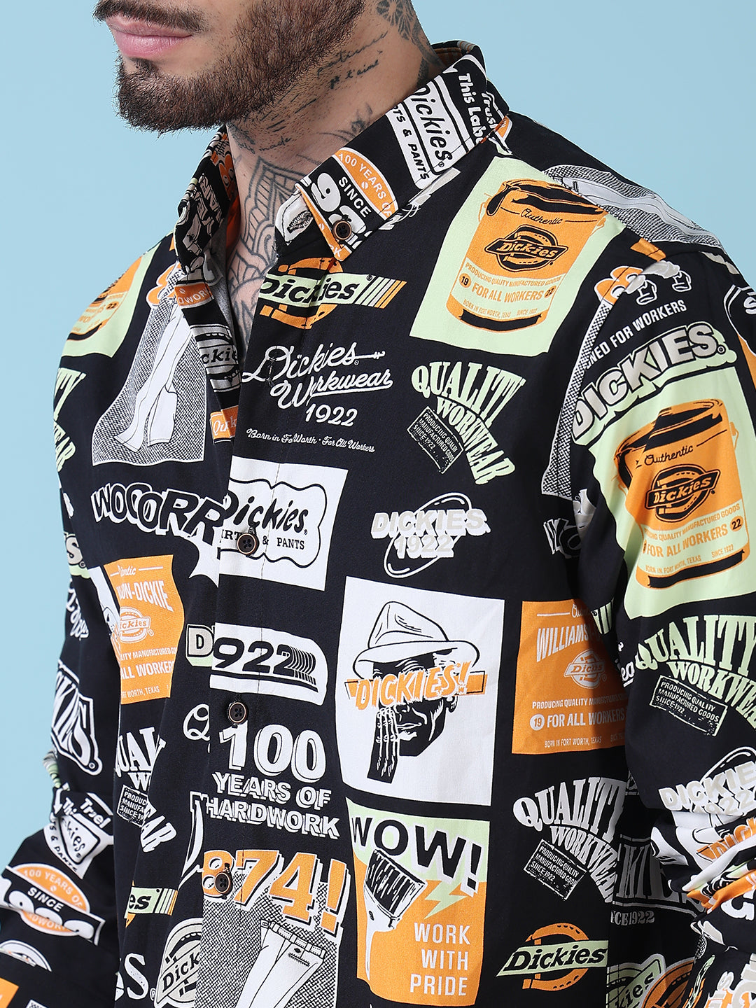 Men's Black Graphic printed Slim Fit Full Sleeves Shirt