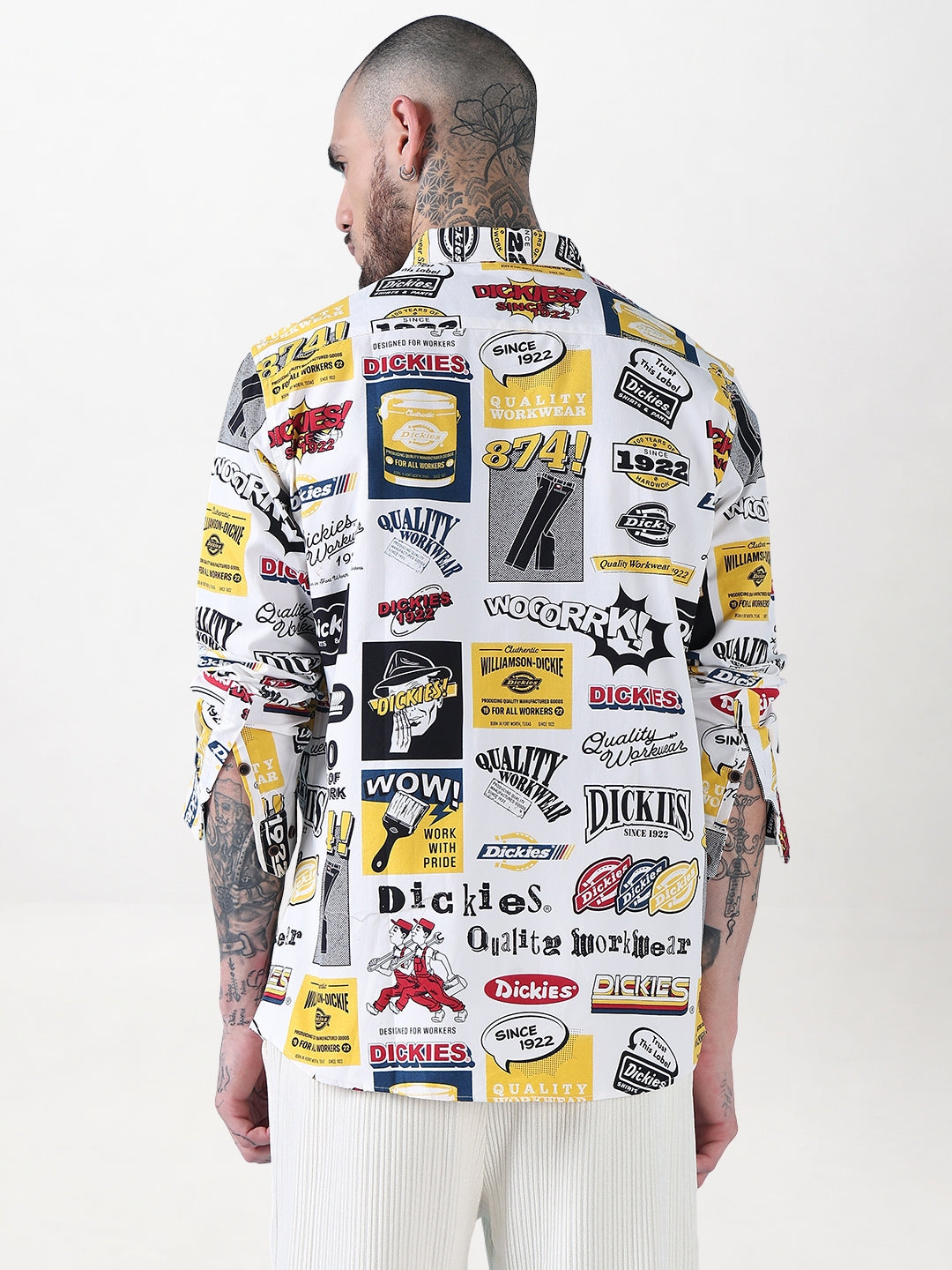 Men's White Graphic printed Slim Fit Full Sleeves Shirt