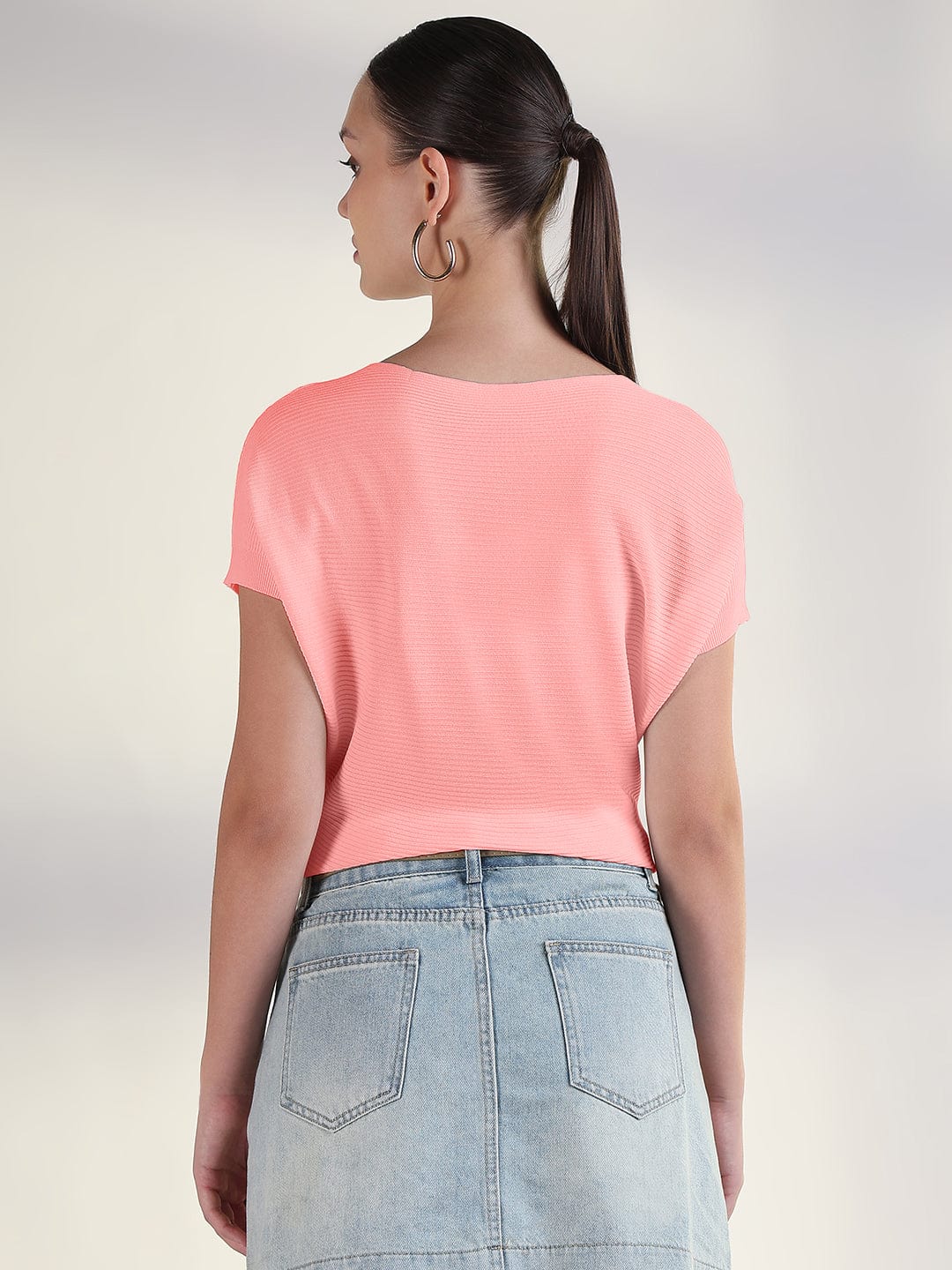 Women's Pink Boat Neck Top