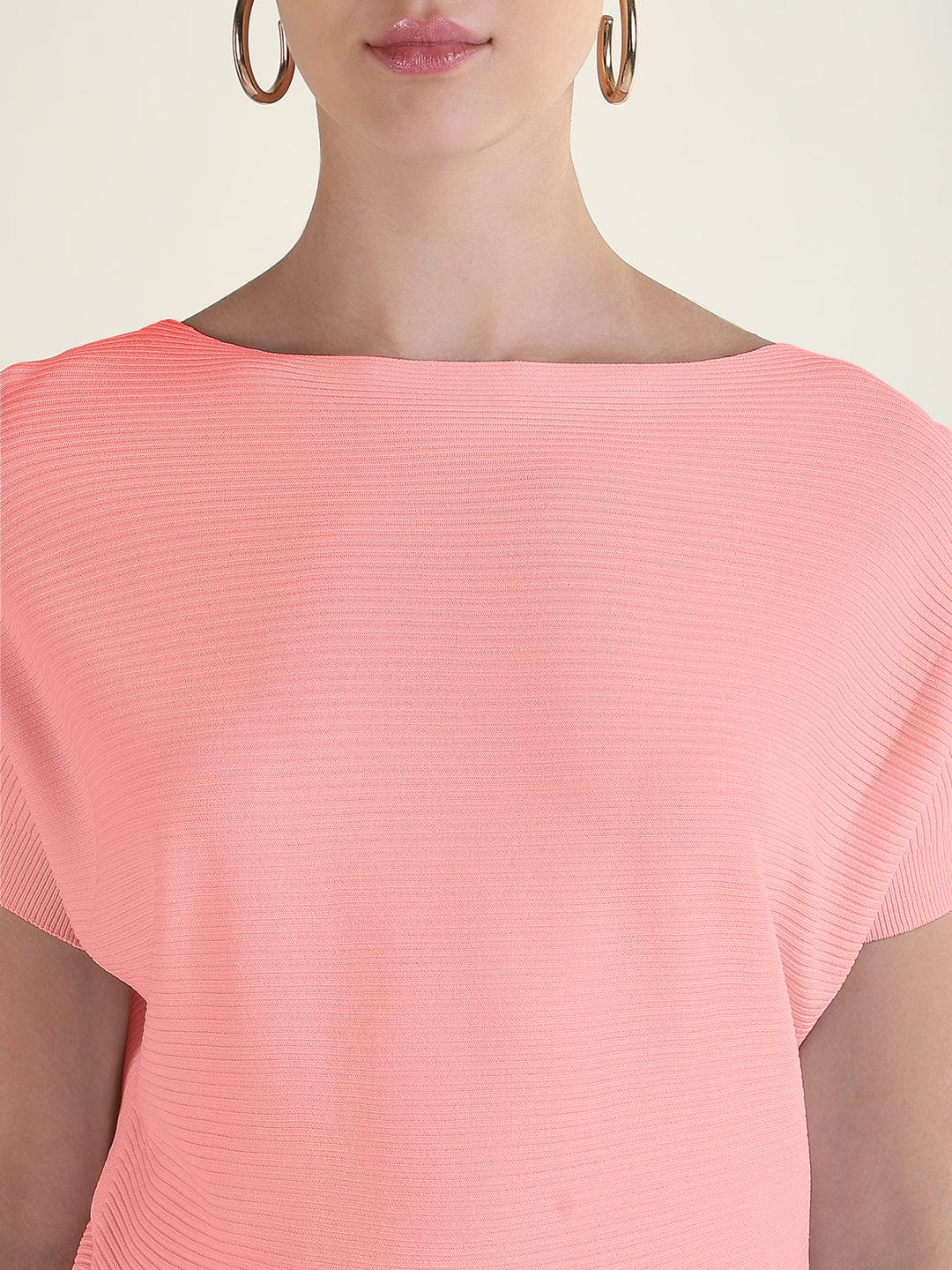 Women's Pink Boat Neck Top