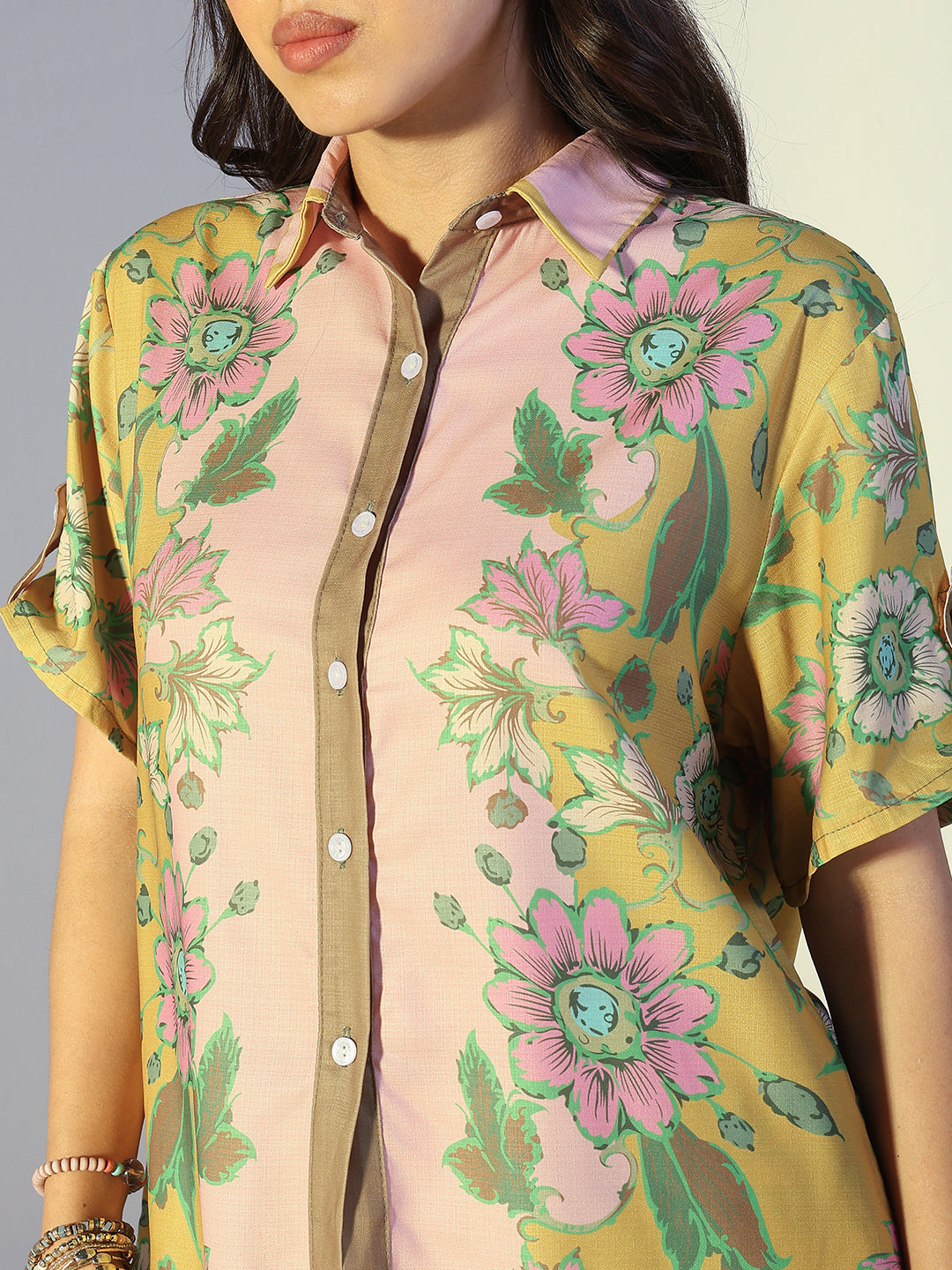 Women's Printed Pink Shirt & Shorts Co-Ord Set