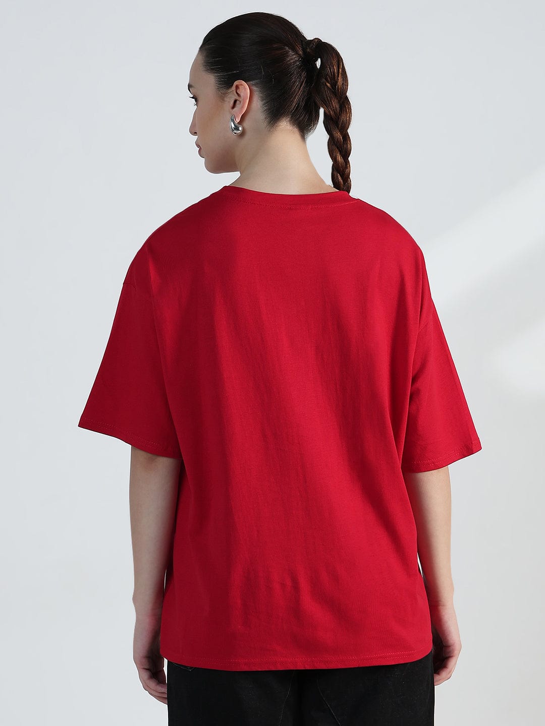 Women's Graphic Red Oversized T-Shirt