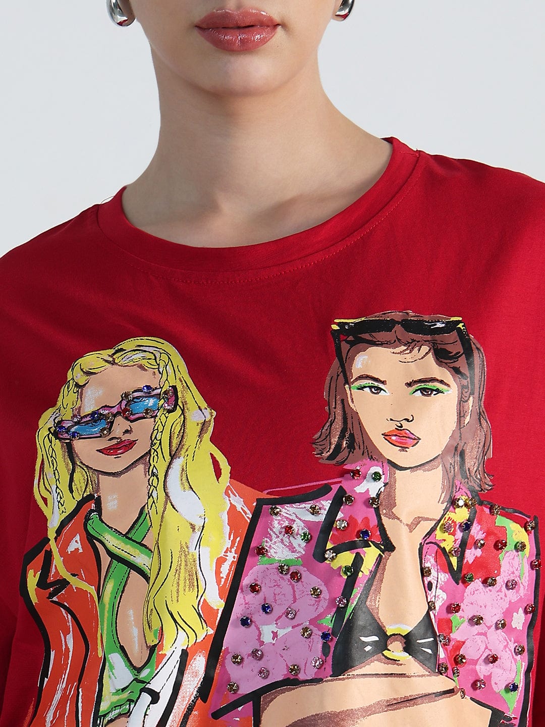 Women's Graphic Red Oversized T-Shirt