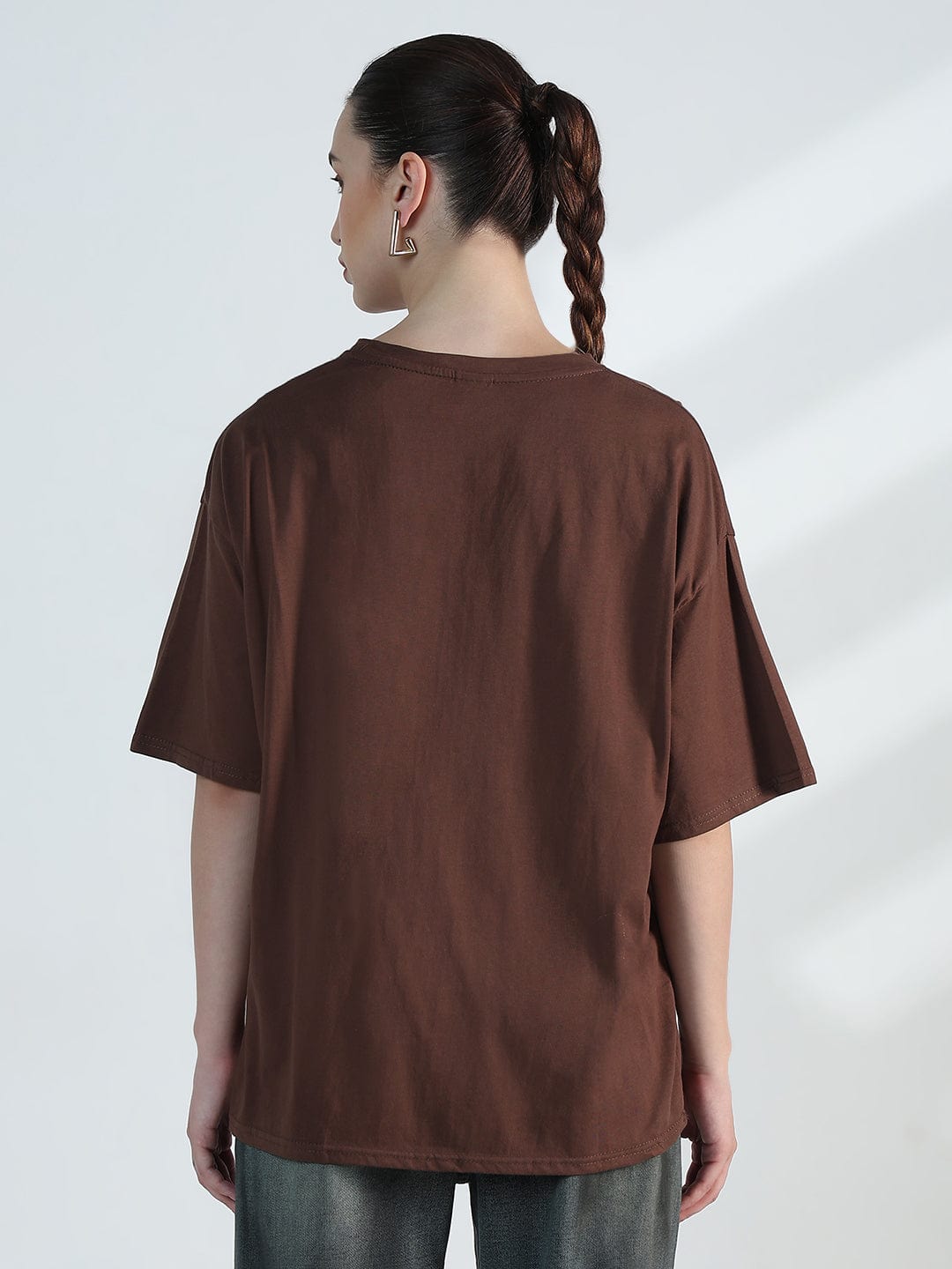 Women's Typography Brown Oversized T-Shirt