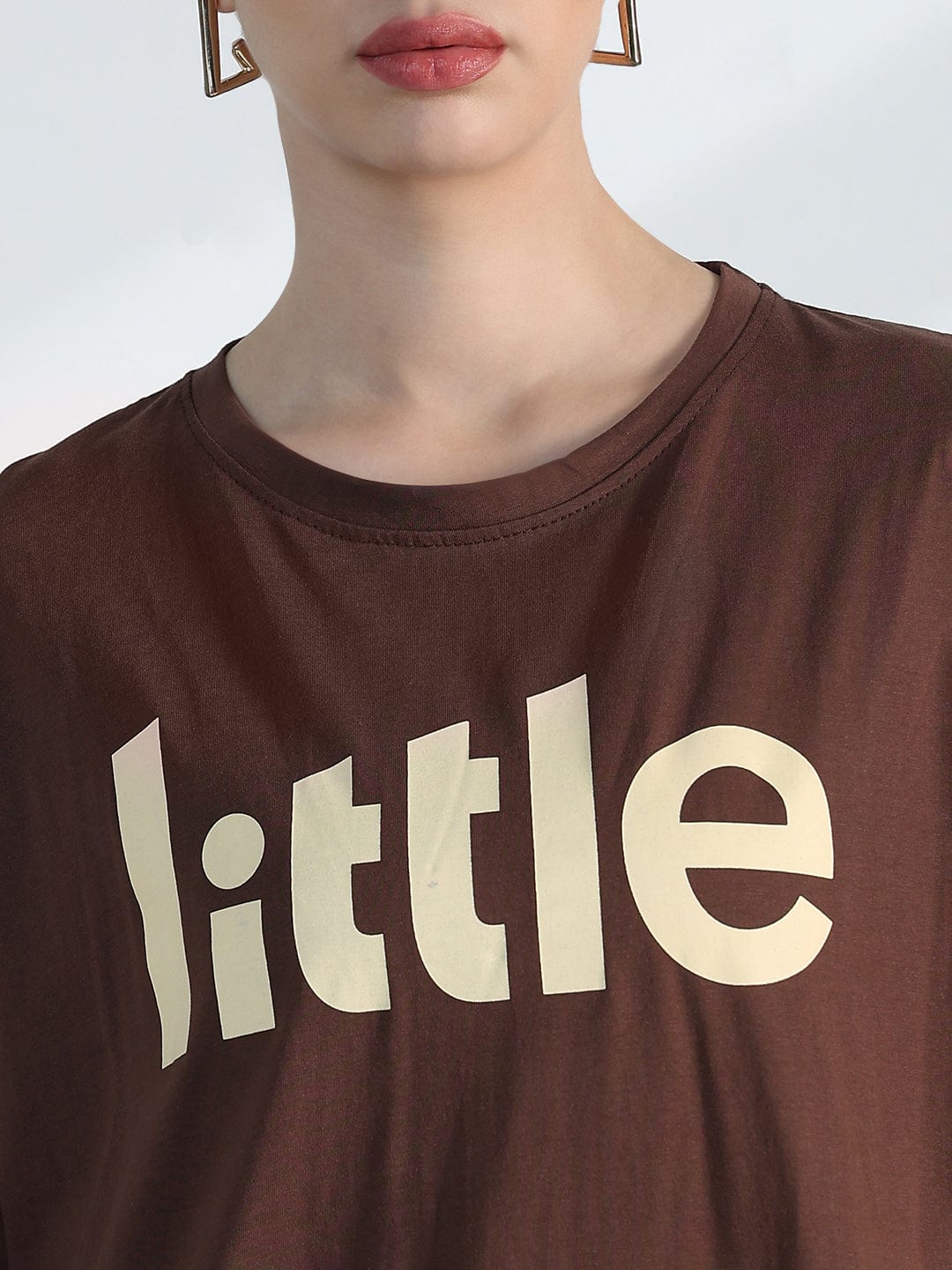 Women's Typography Brown Oversized T-Shirt
