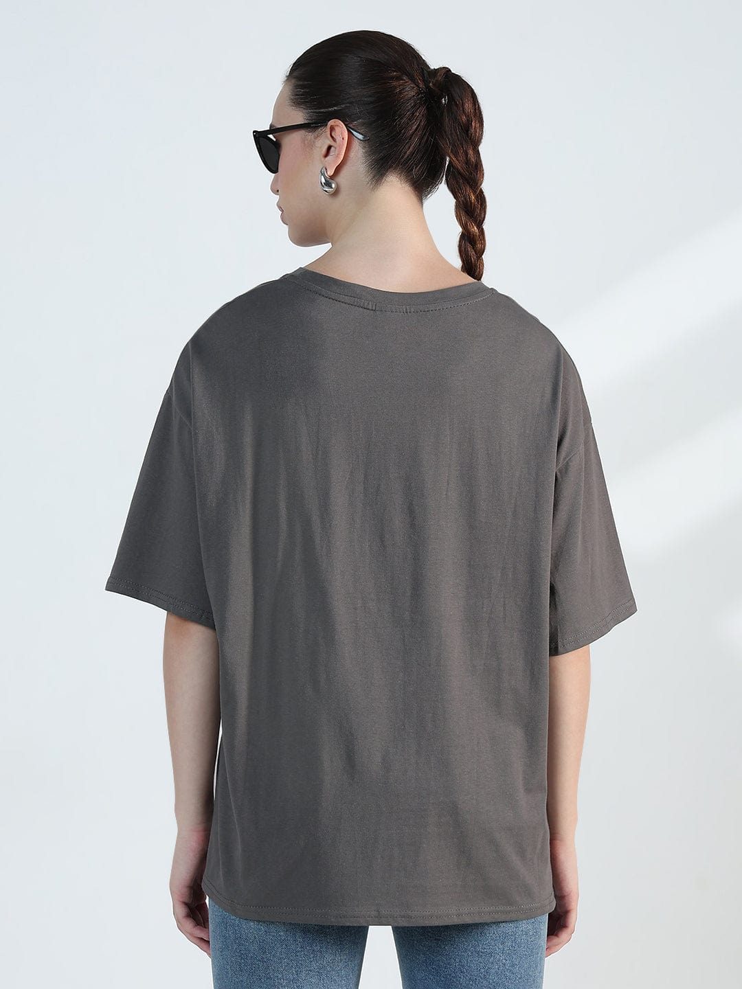 Women's Typography Grey Oversized T-Shirt
