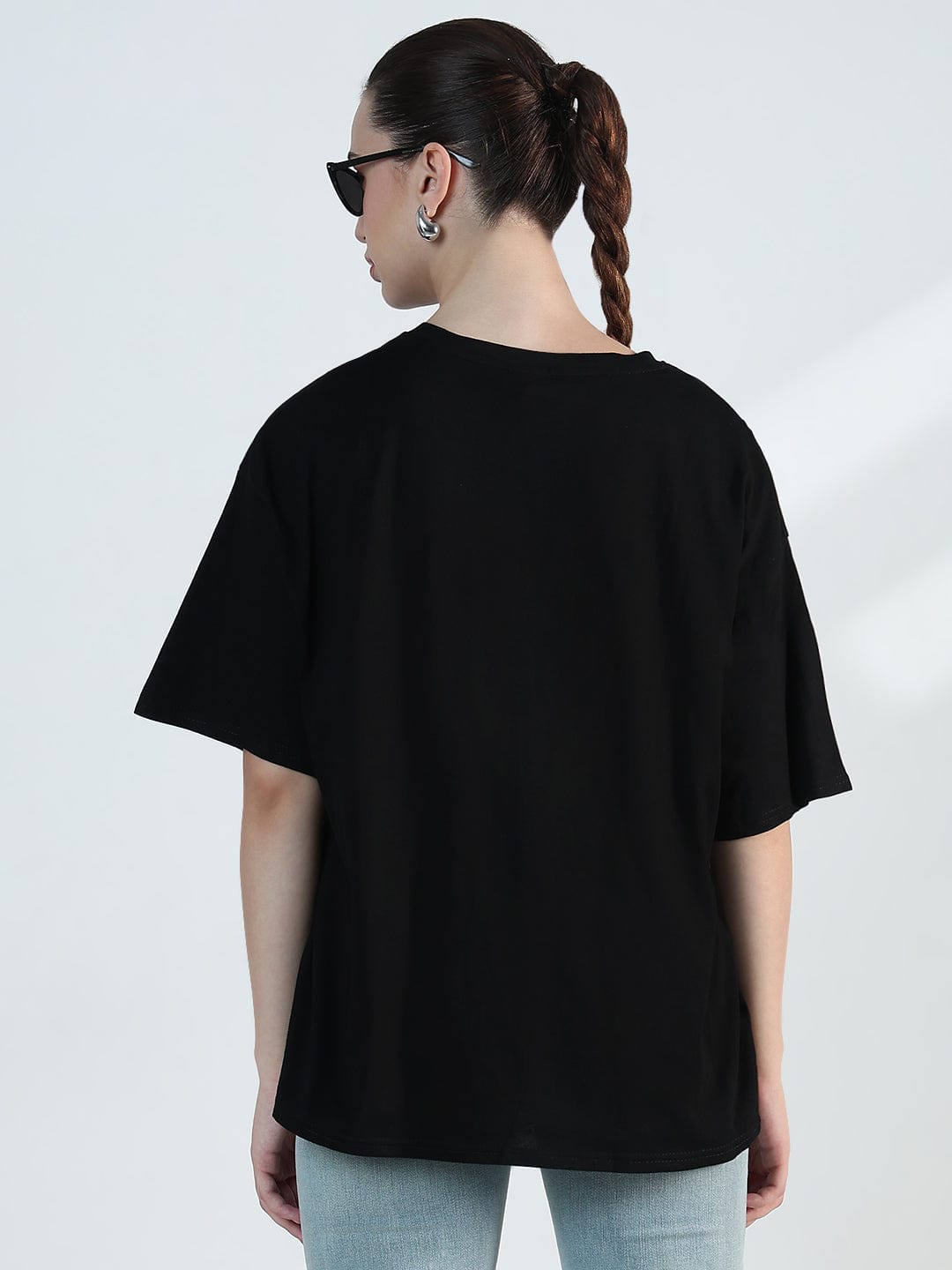 Women's Typography Black Oversized T-Shirt