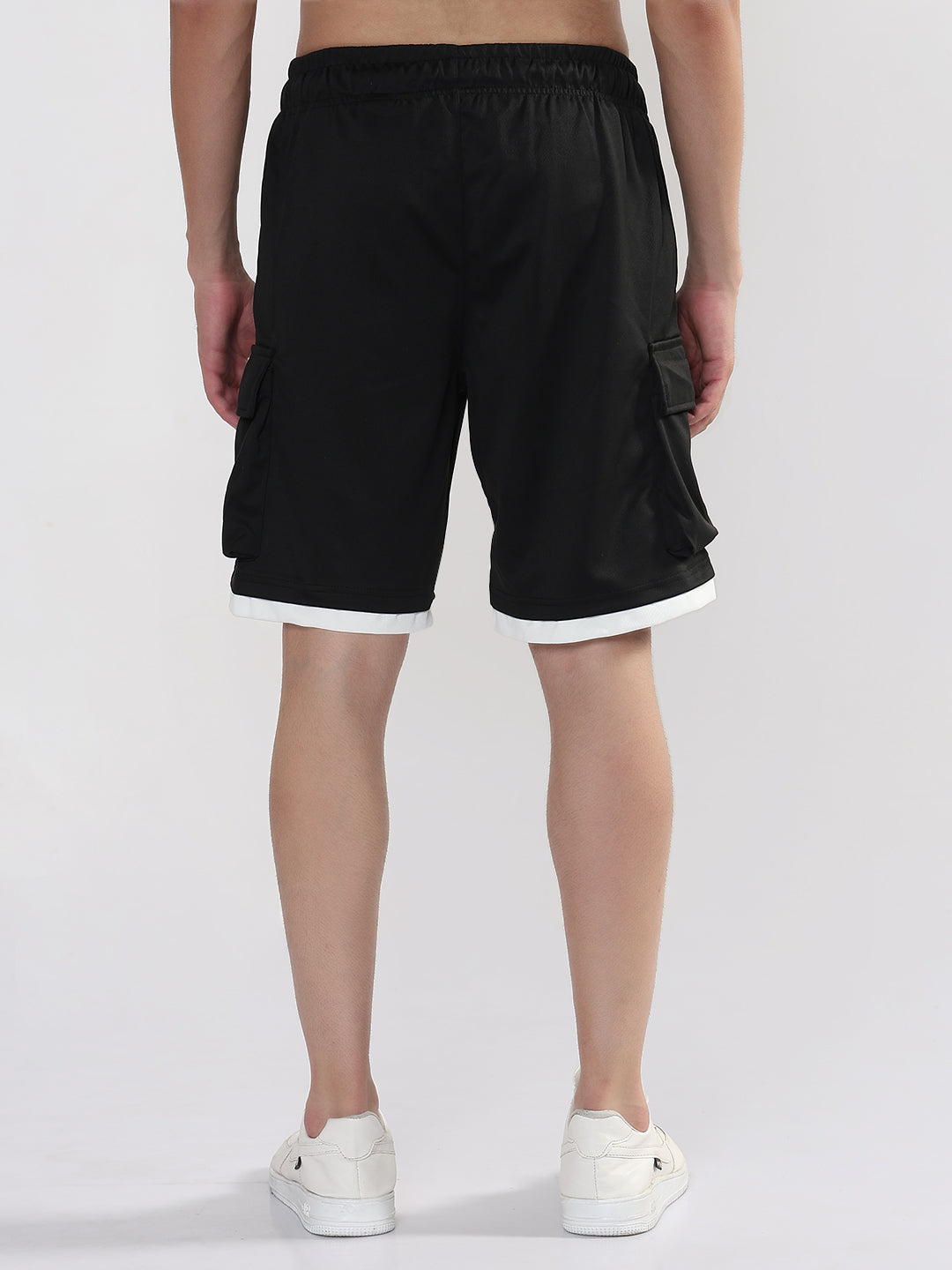 Men's Black Athleisure Relaxed Fit Shorts