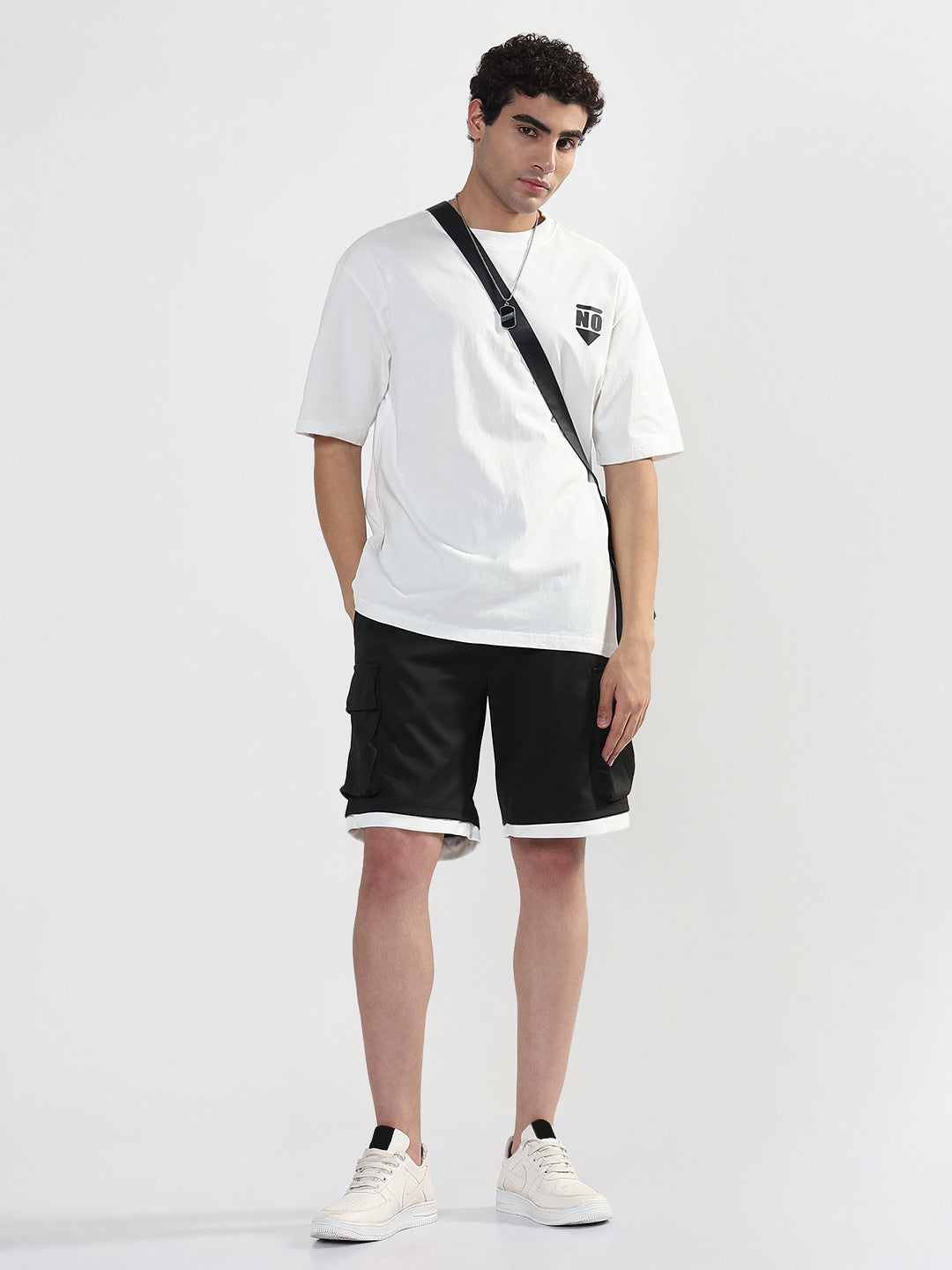 Men's Black Athleisure Relaxed Fit Shorts