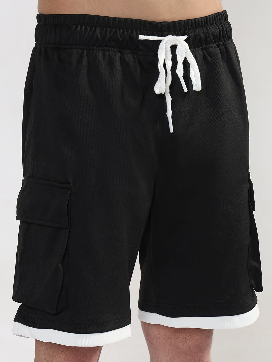 Men's Black Athleisure Relaxed Fit Shorts