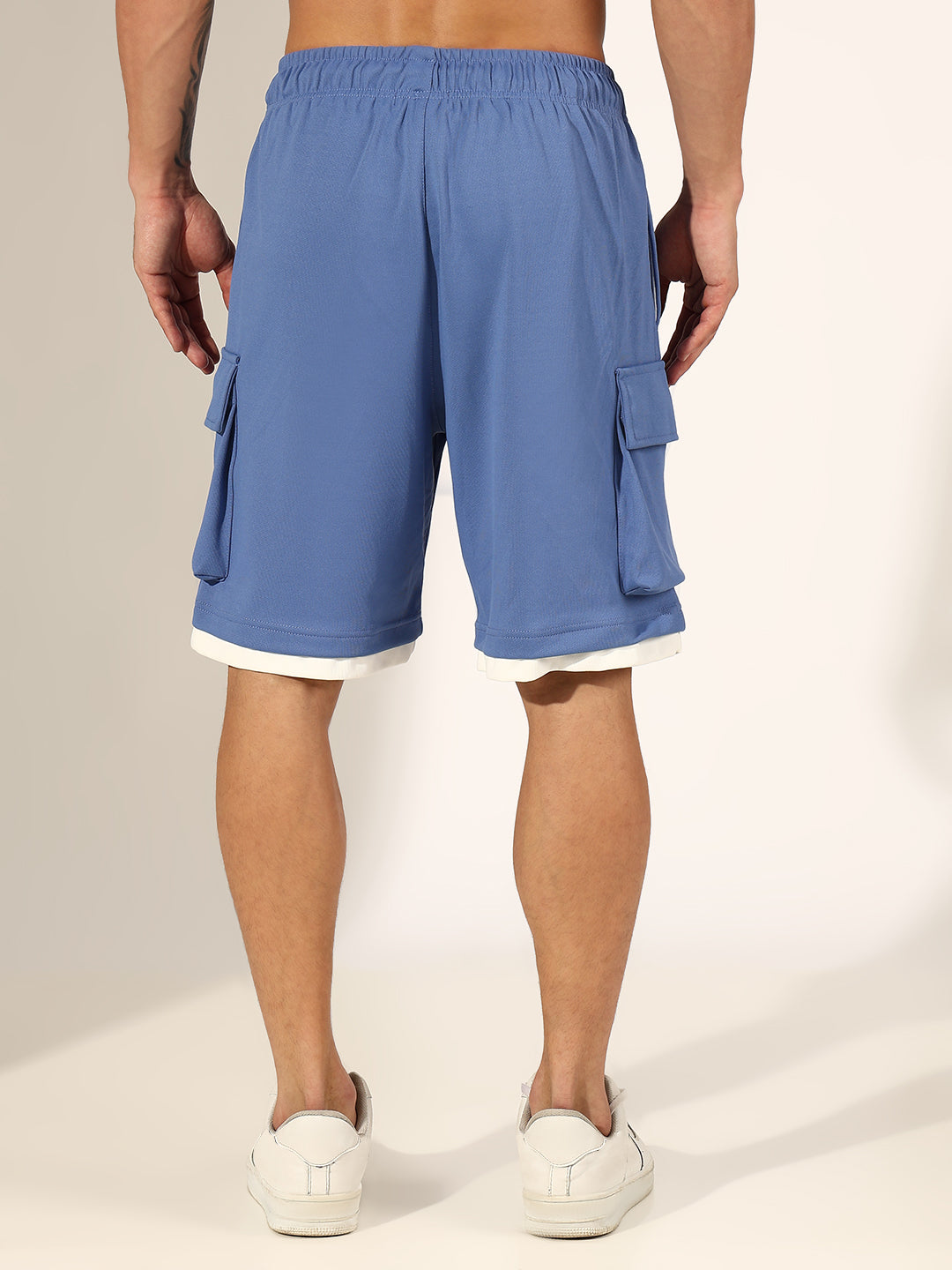 Men's Blue Relaxed Fit Shorts with Cargo Pockets