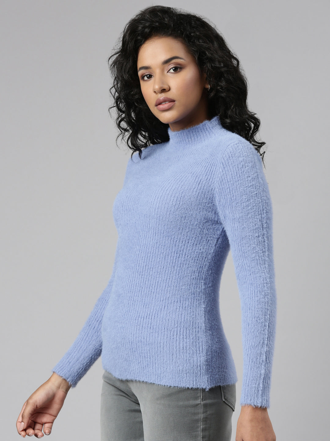 Women Blue Solid Regular Top