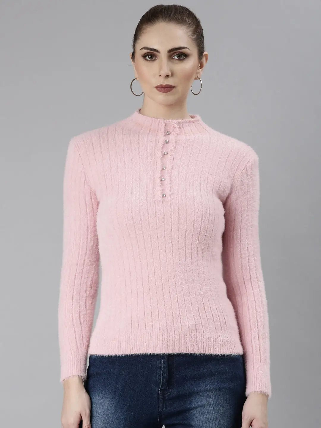 Women's Pink Solid Regular Top