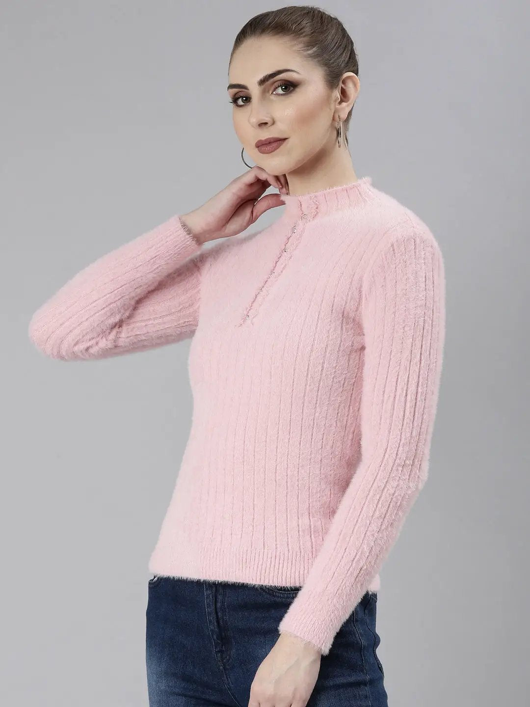 Women's Pink Solid Regular Top