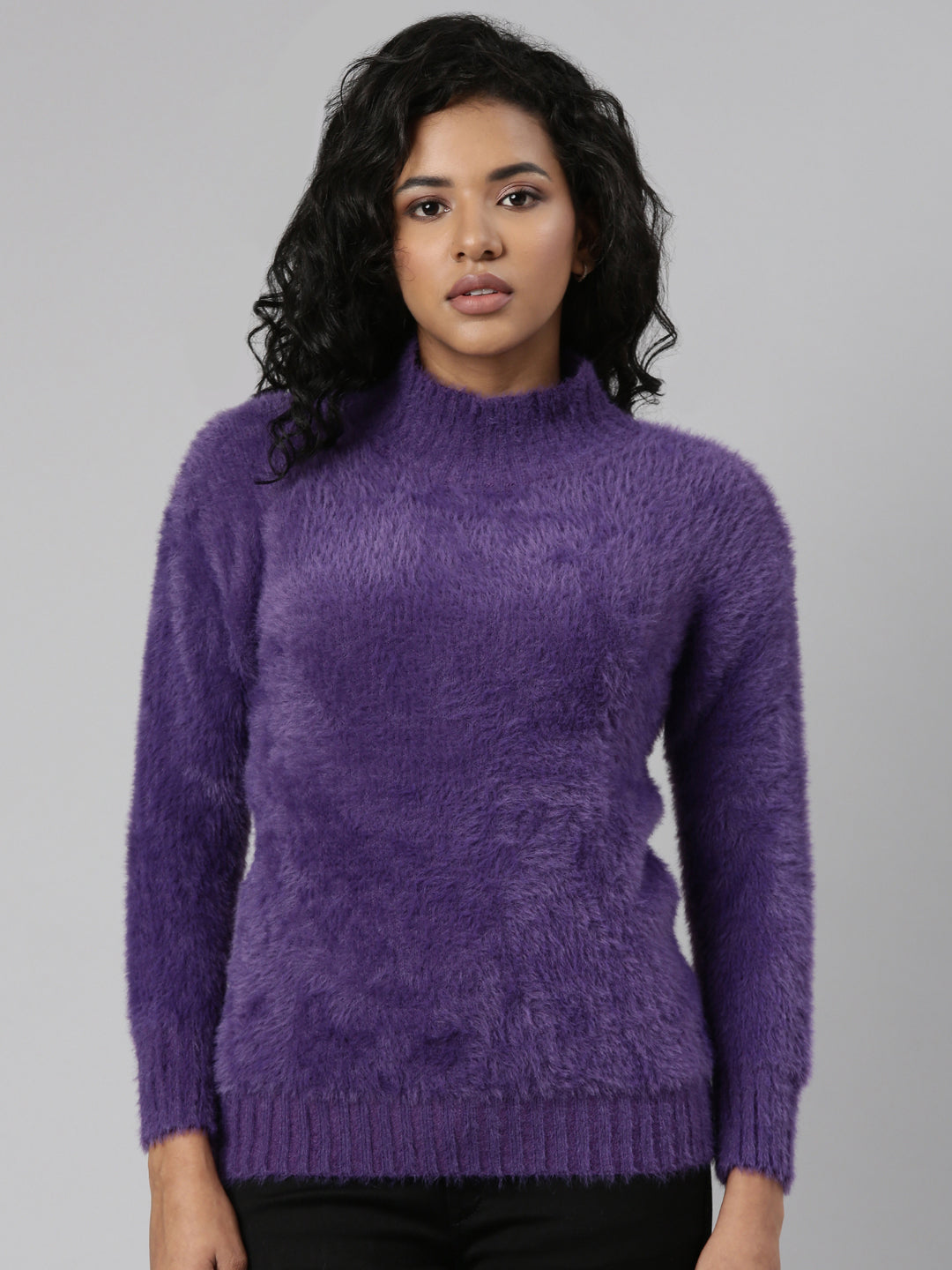 Women Purple Solid Regular Top