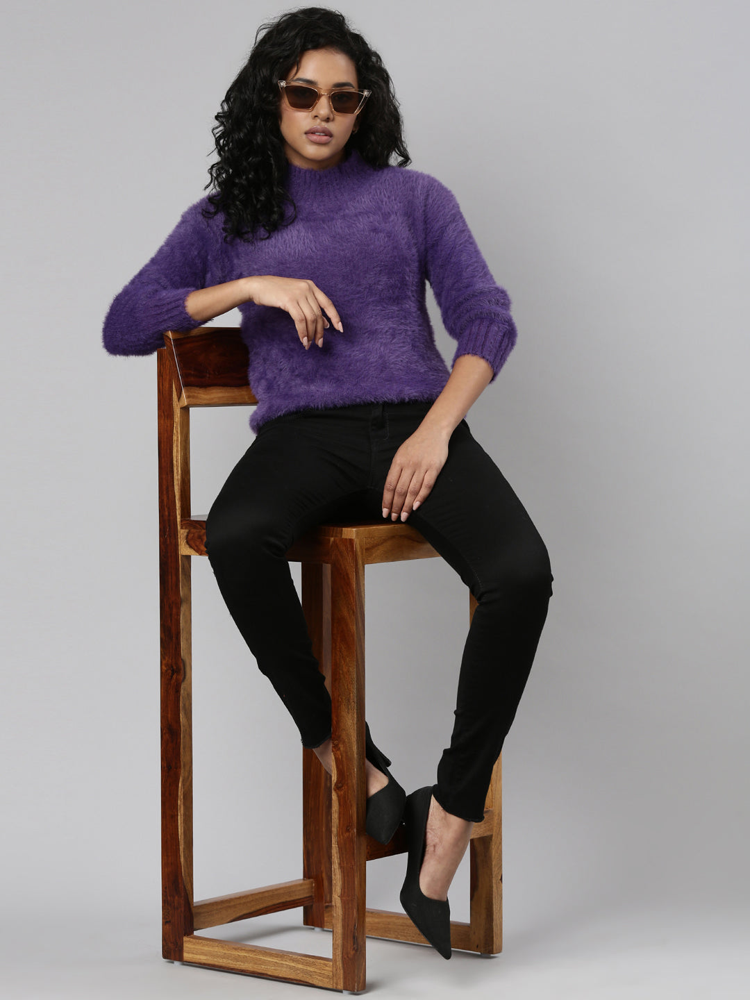 Women Purple Solid Regular Top