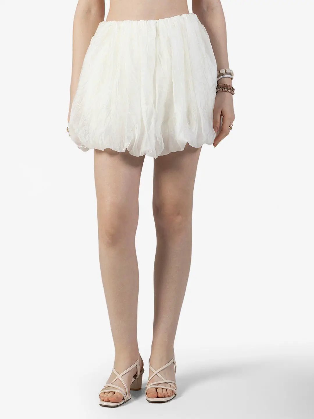 Women's White Balloon Mini Skort