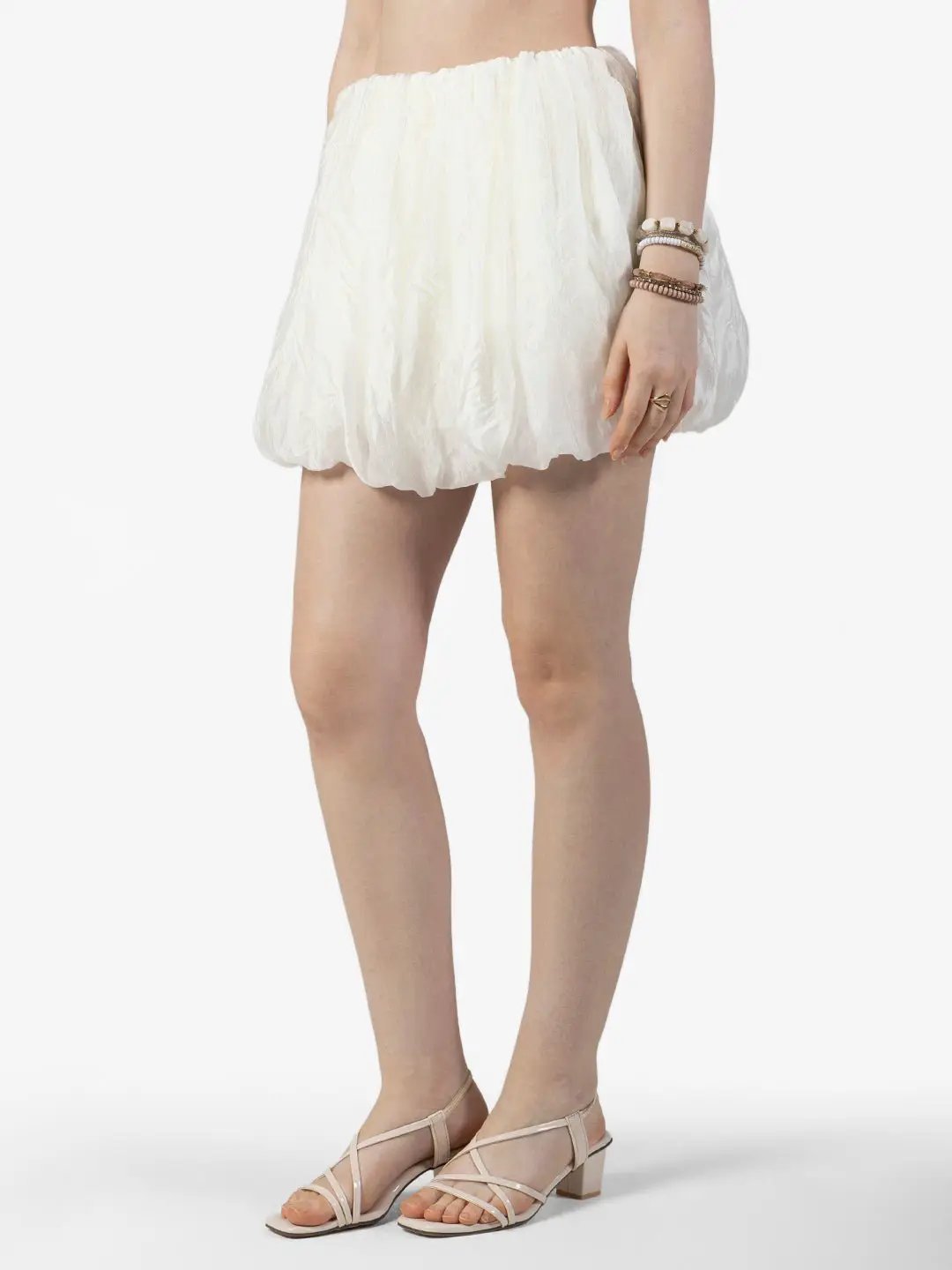 Women's White Balloon Mini Skort