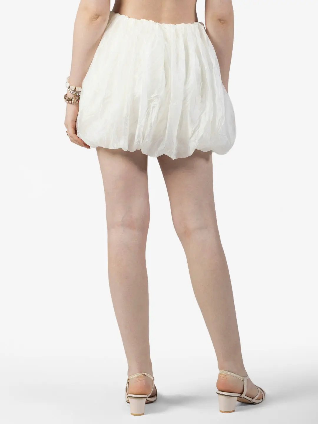 Women's White Balloon Mini Skort