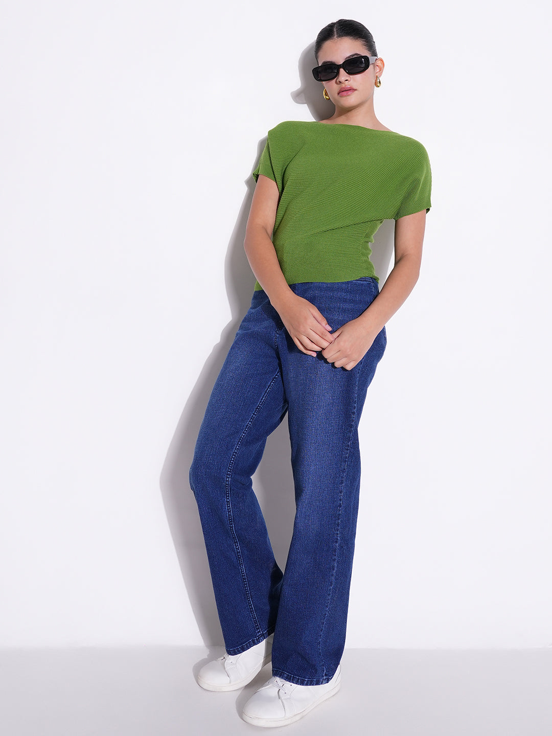 Women Green Solid Crop Top