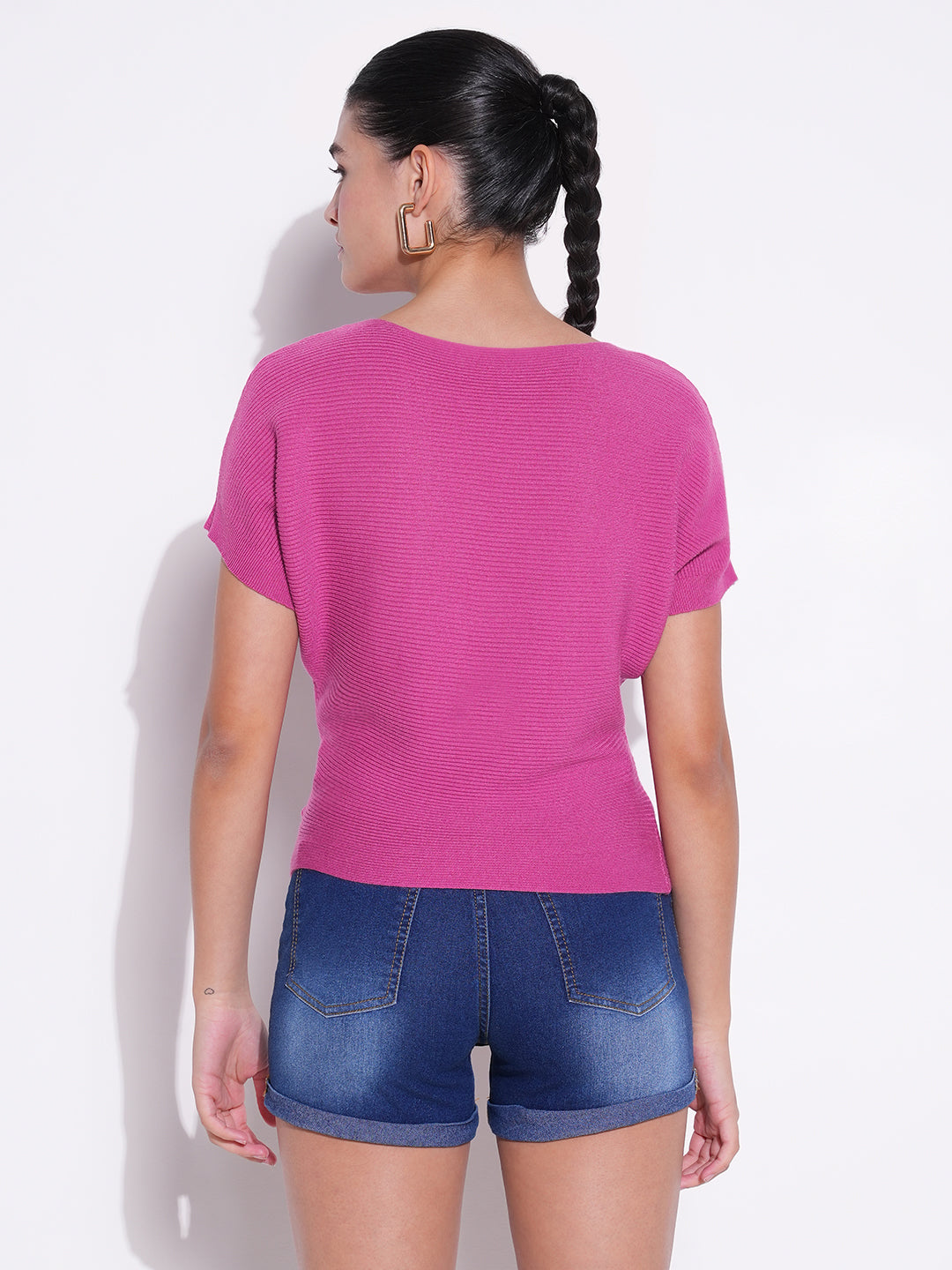 Women Pink Solid Crop Top