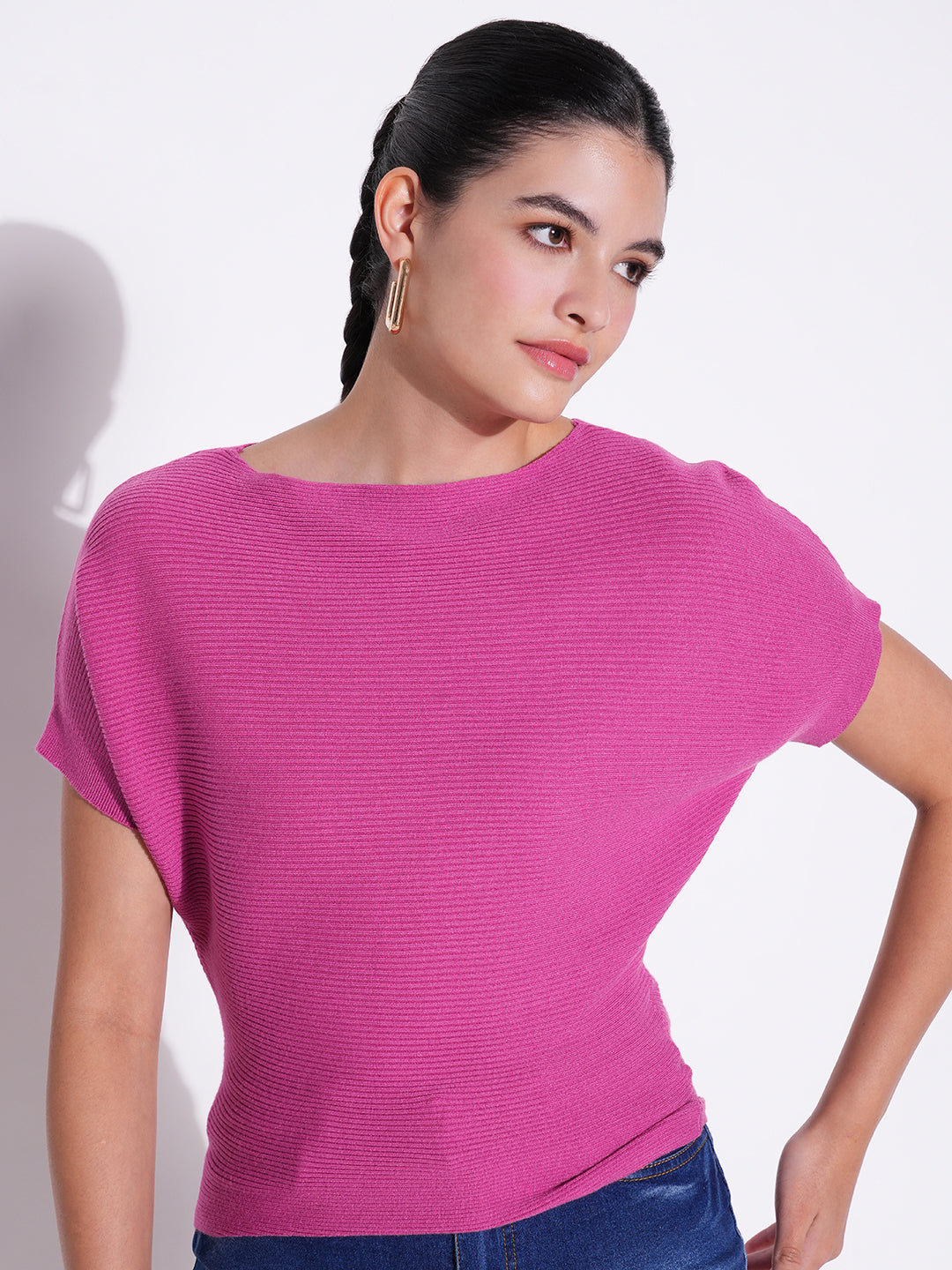 Women Pink Solid Crop Top