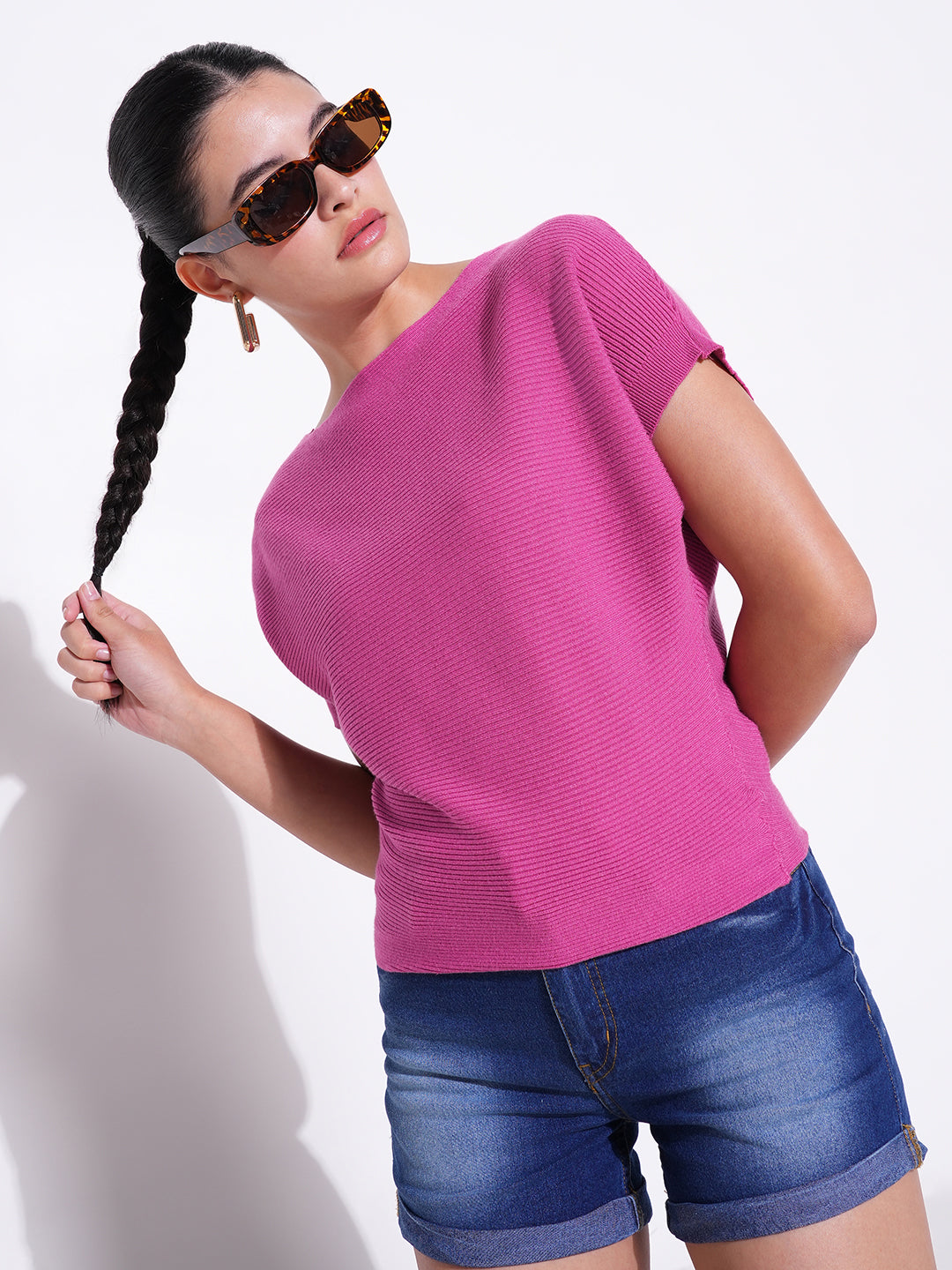 Women Pink Solid Crop Top