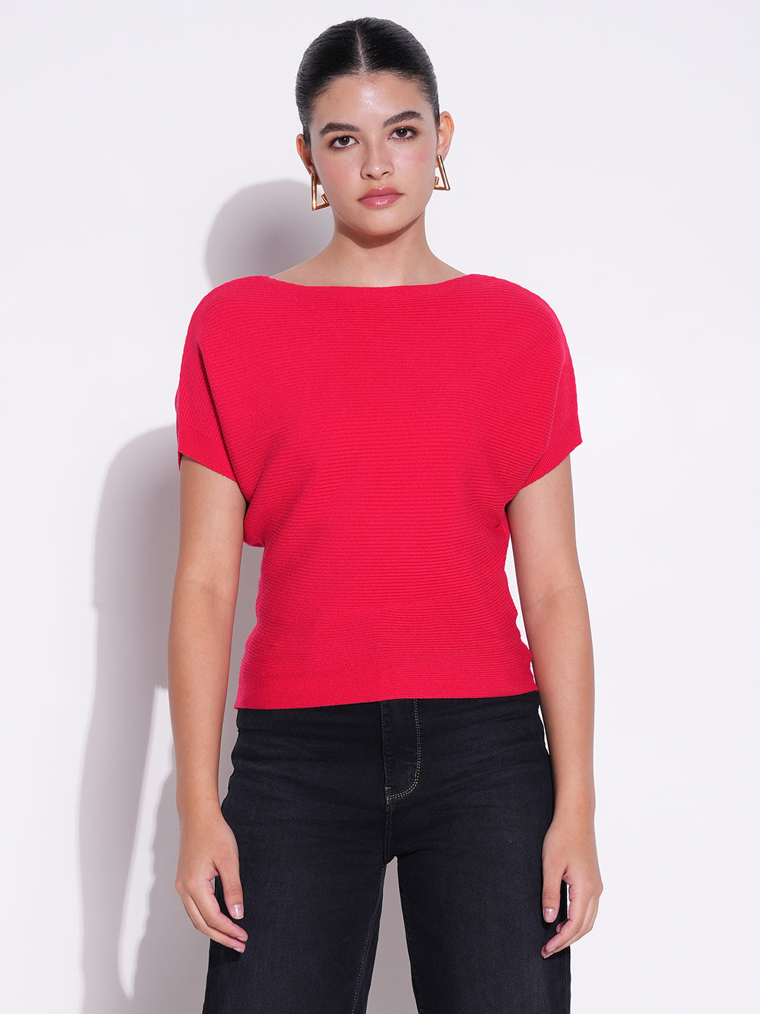 Women Red Solid Crop Top