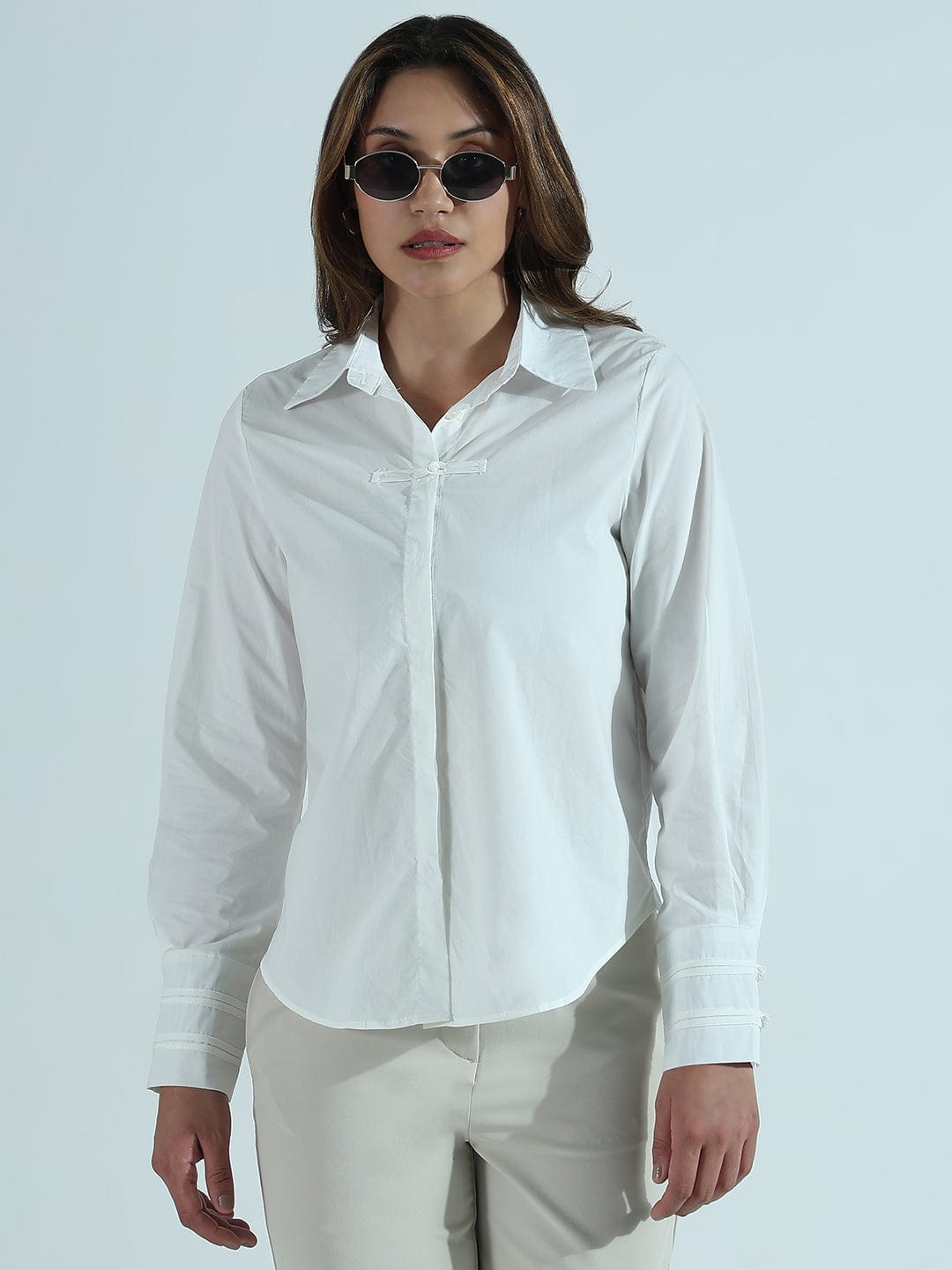 Women's White Slim Fit Formal Shirt