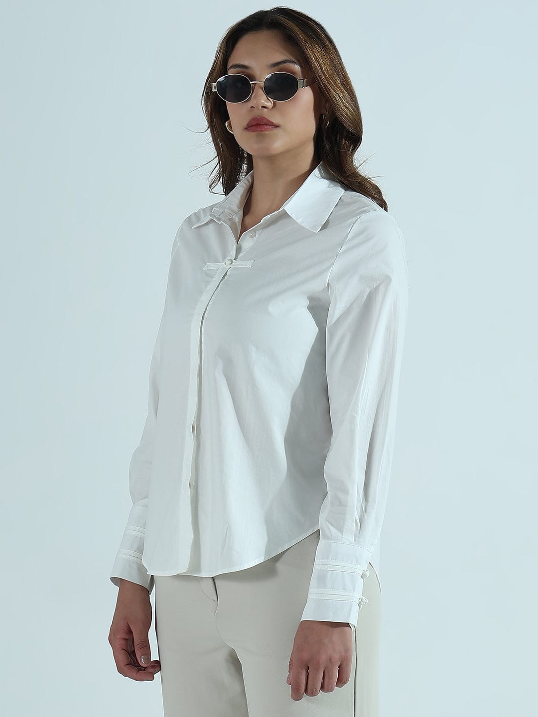 Women's White Slim Fit Formal Shirt