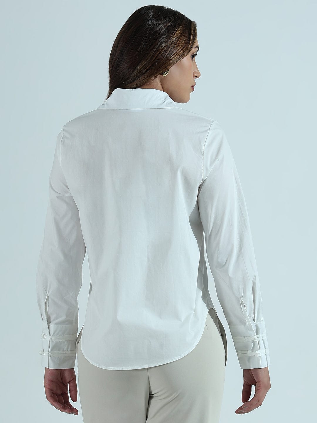 Women's White Slim Fit Formal Shirt