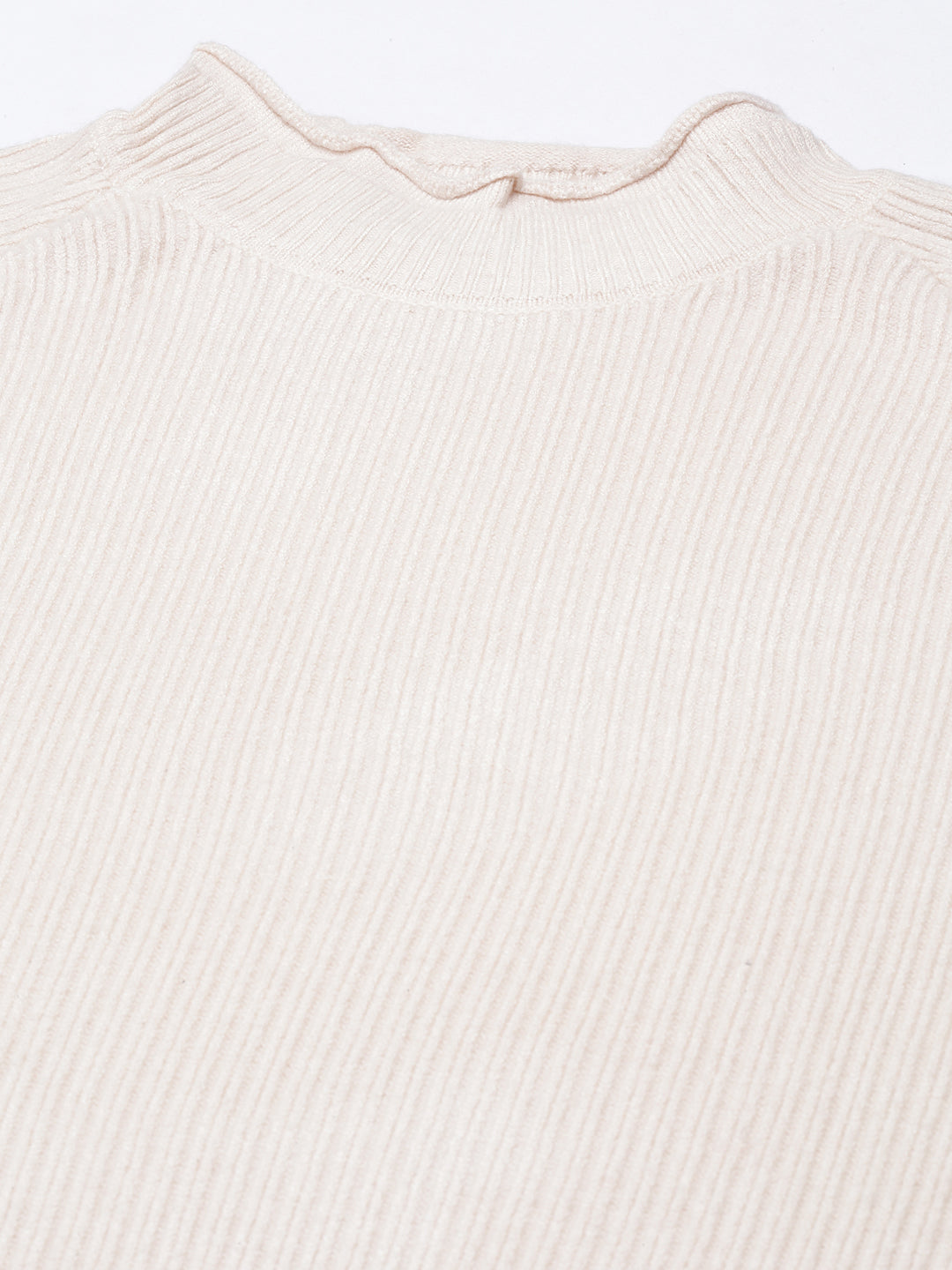 Women's Cream Solid Bodycon Dress