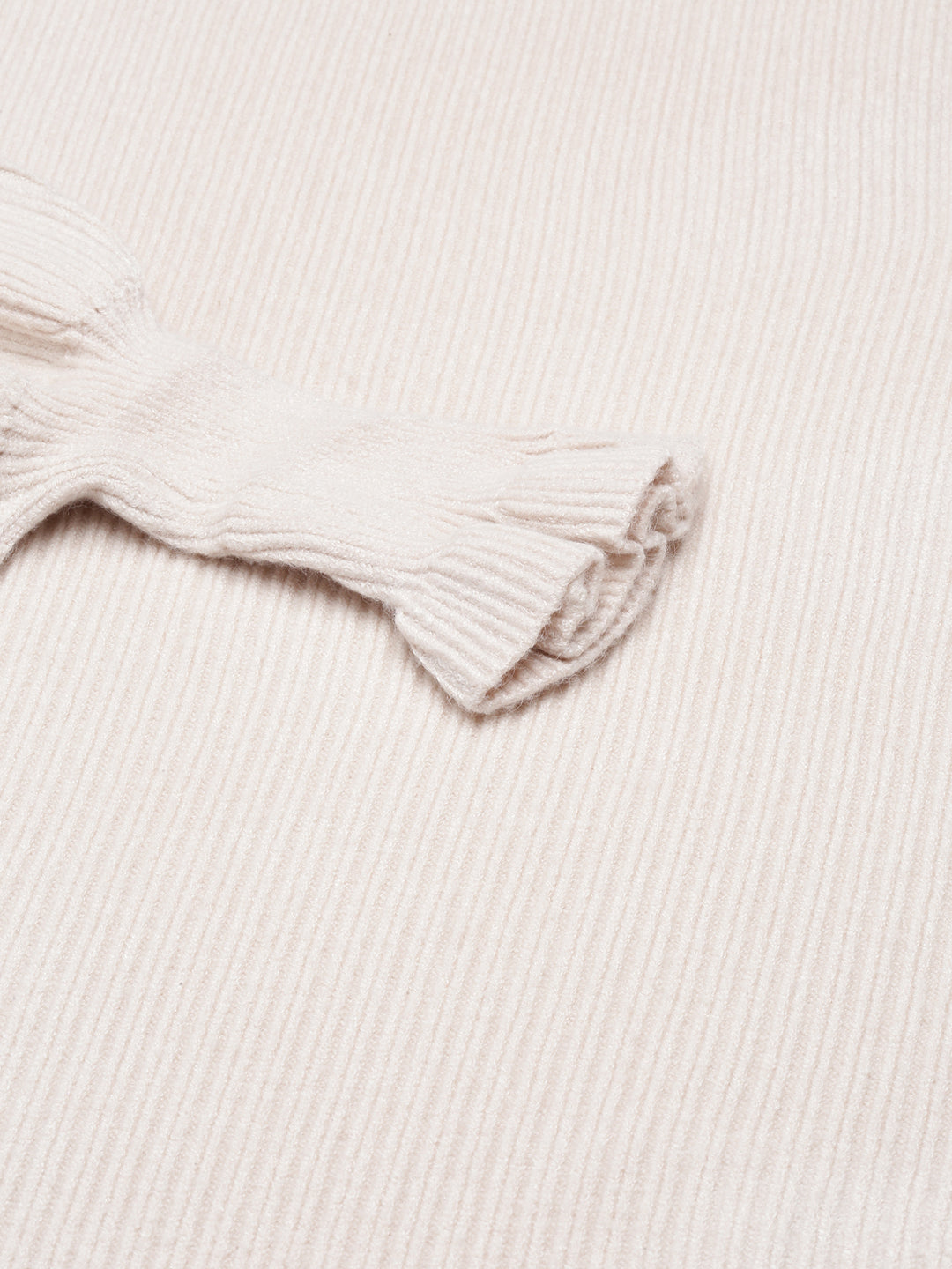 Women's Cream Solid Bodycon Dress