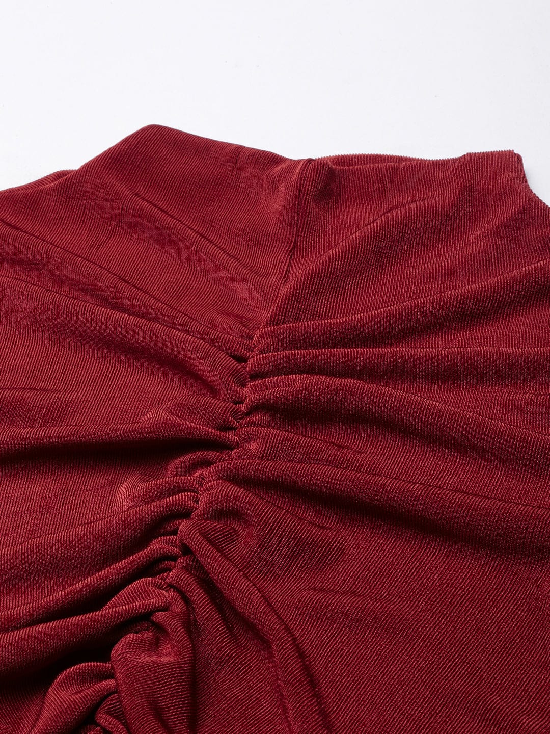 Women's Red High Neck Fitted Top