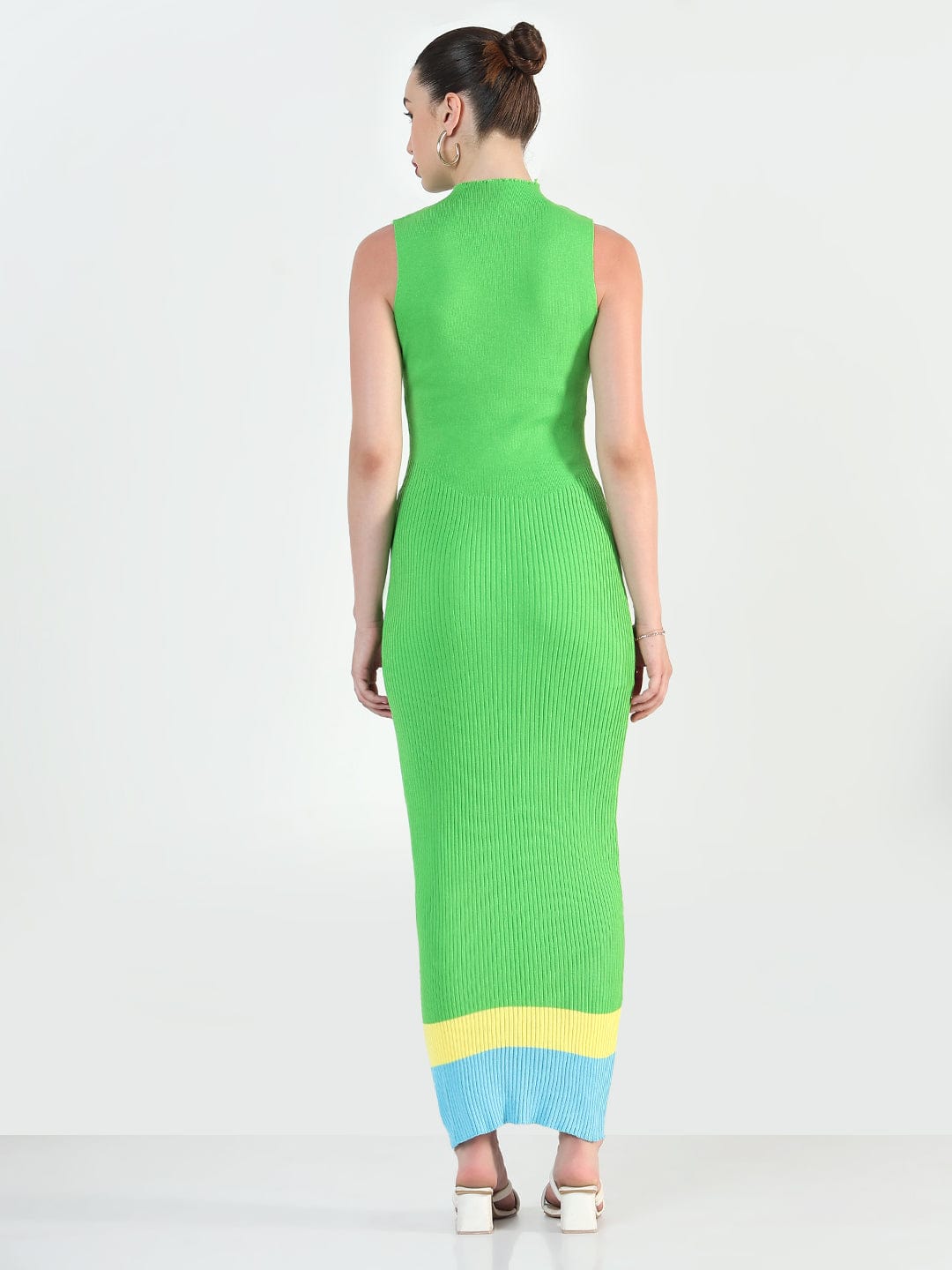 Women's Ribbed Green Bodycon Maxi Dress