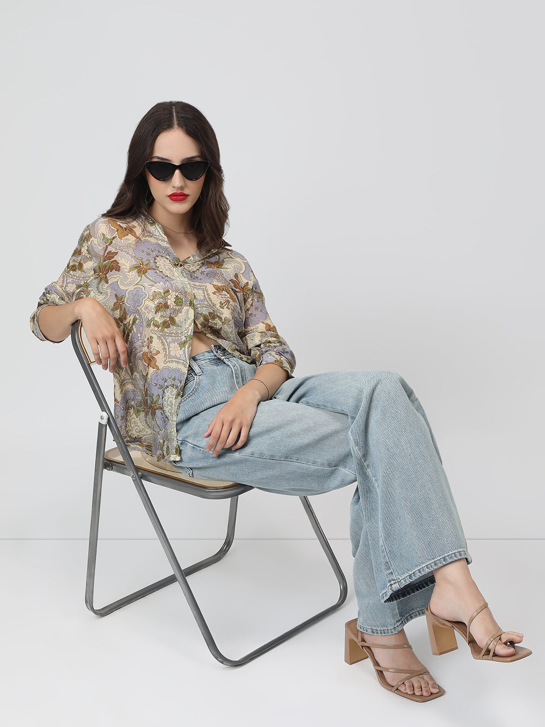 Women's Multi Floral Print Long Sleeve Shirt