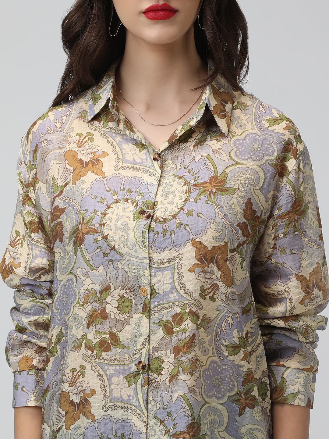 Women's Multi Floral Print Long Sleeve Shirt