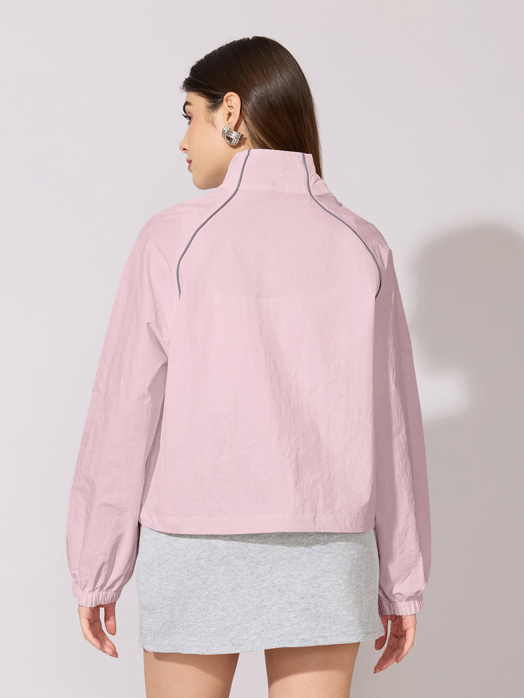 Women's Pink Raglan Sleeve Zip-Up Jacket