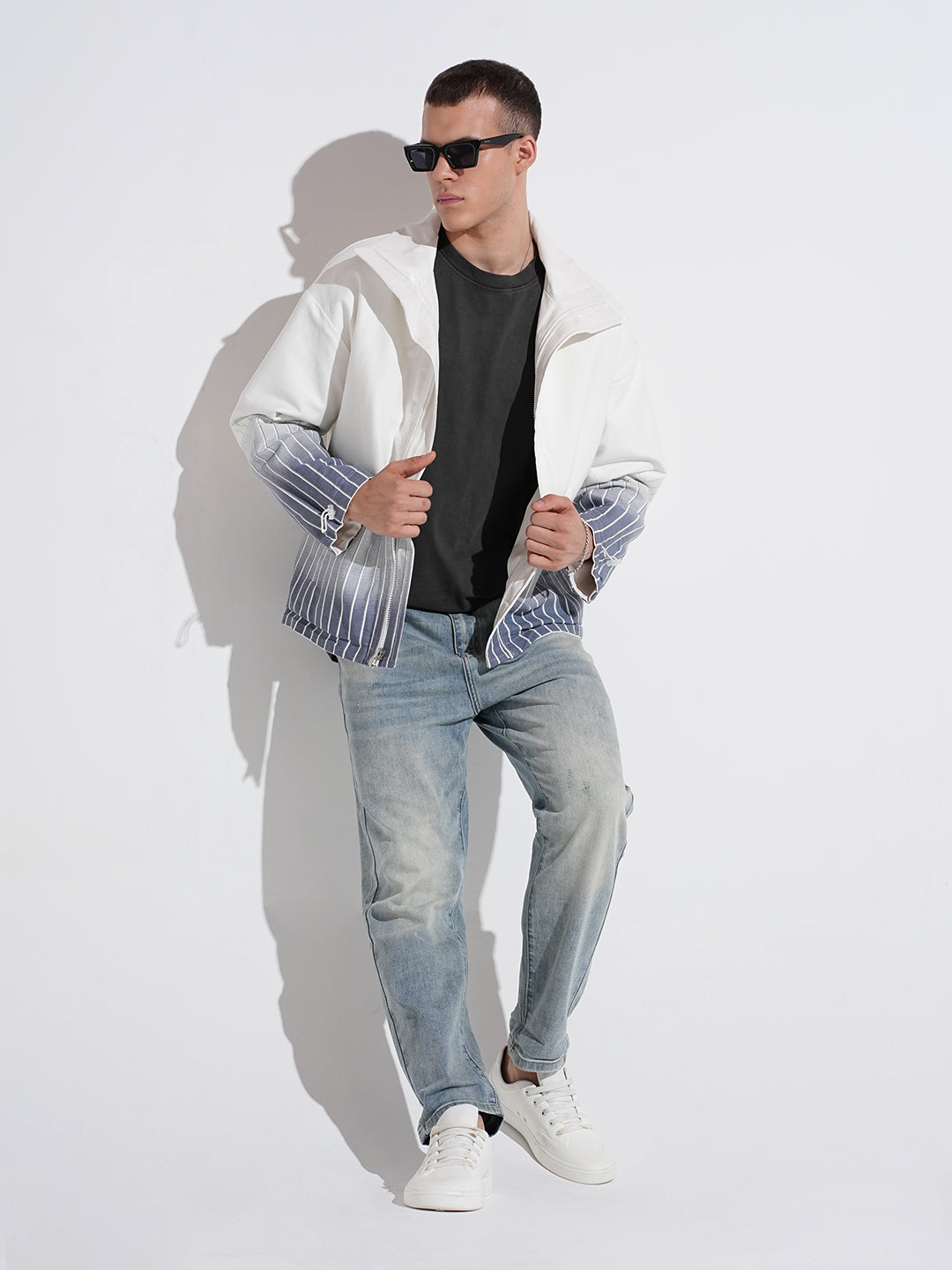 Men's Off White Reversible Printed Suede Jacket