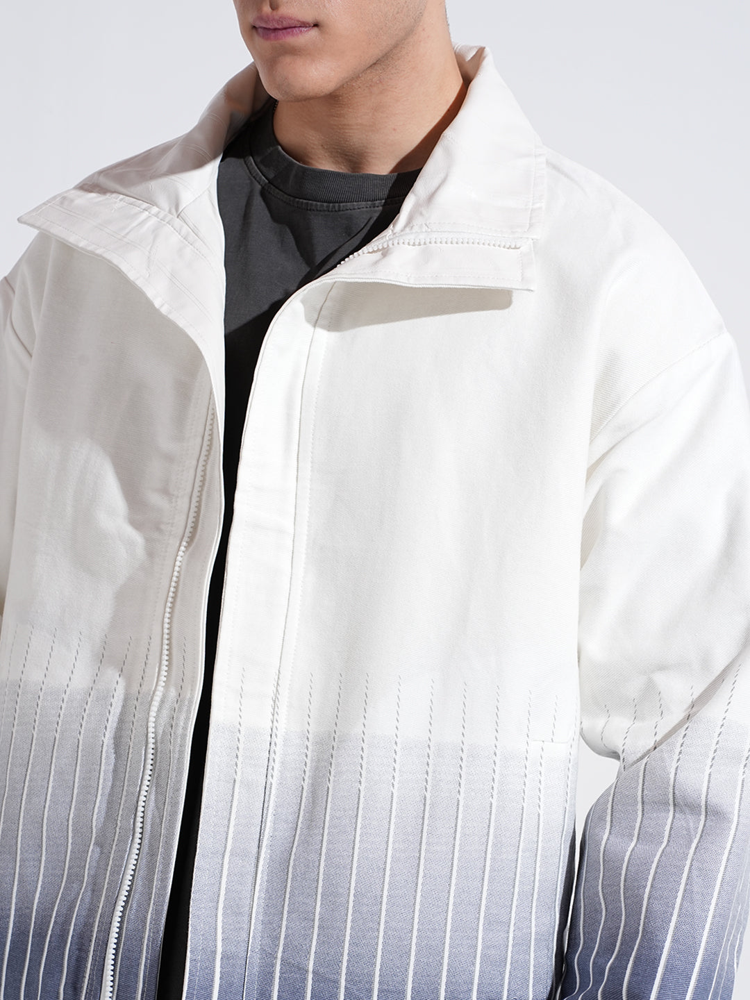 Men's Off White Reversible Printed Suede Jacket