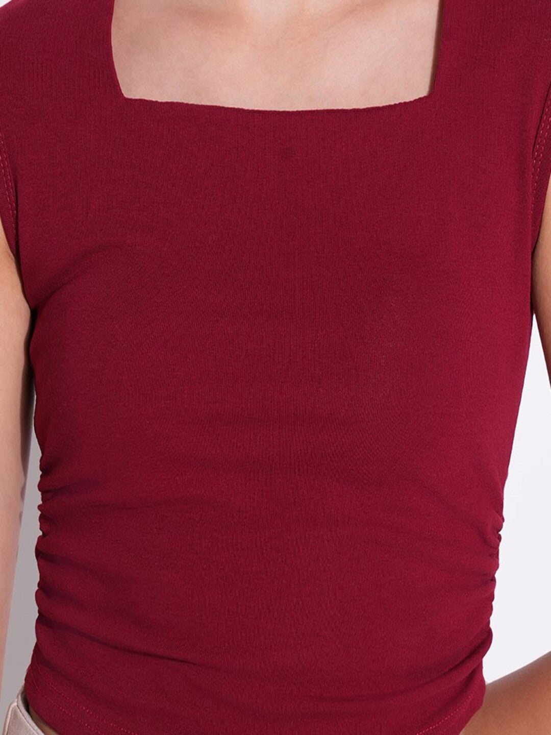 Women Solid Maroon Top