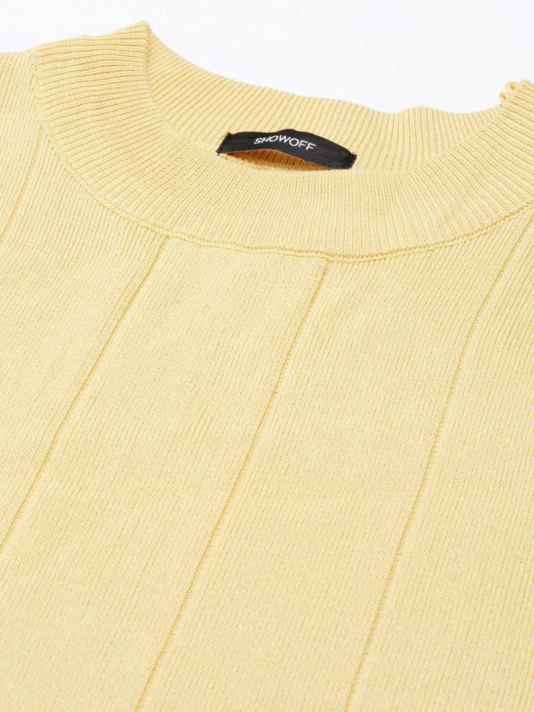 Women's High Neck Solid Mustard Top