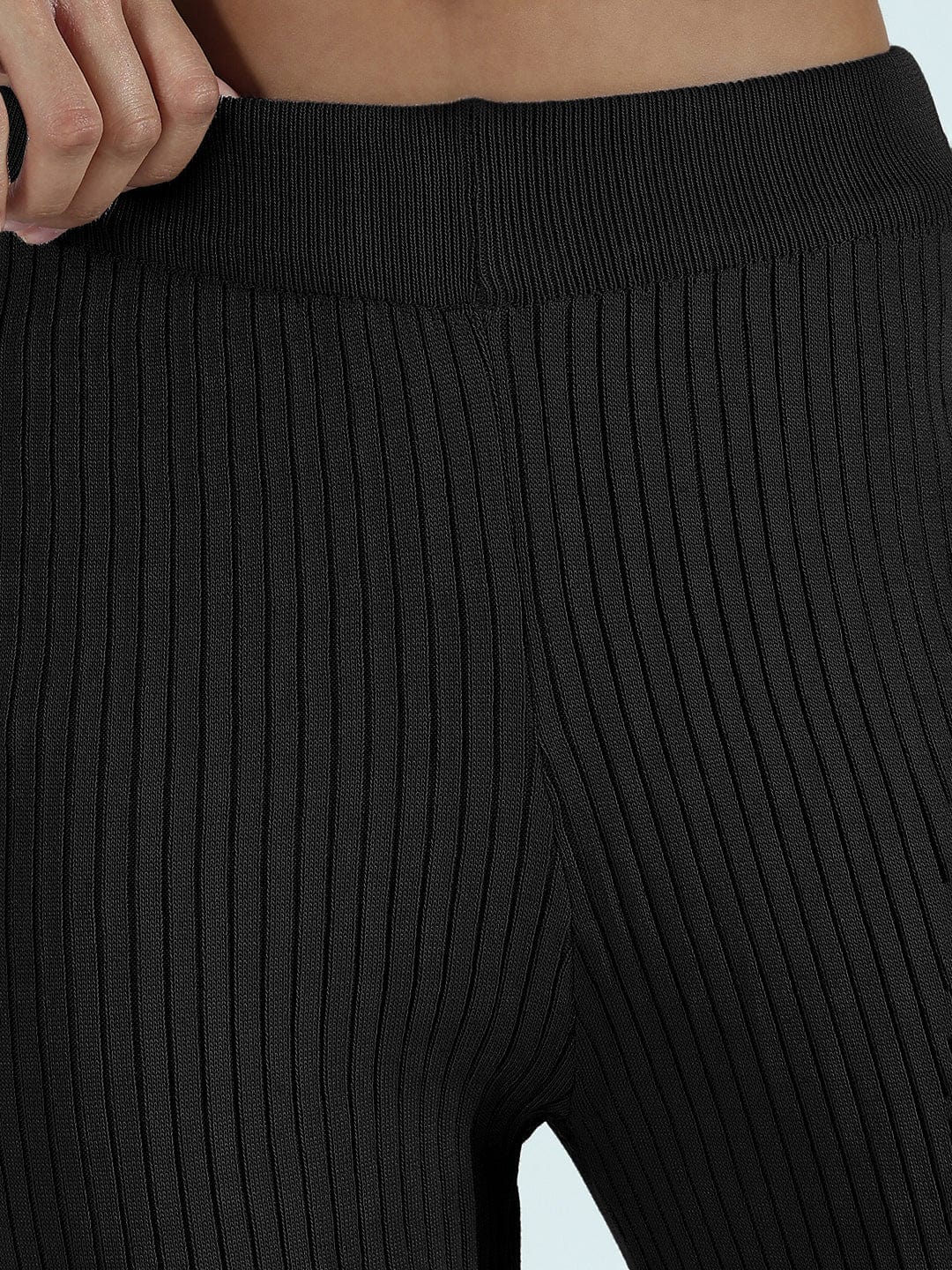 Women's Ribbed Black Sleeveless Co-ords Set with Studs