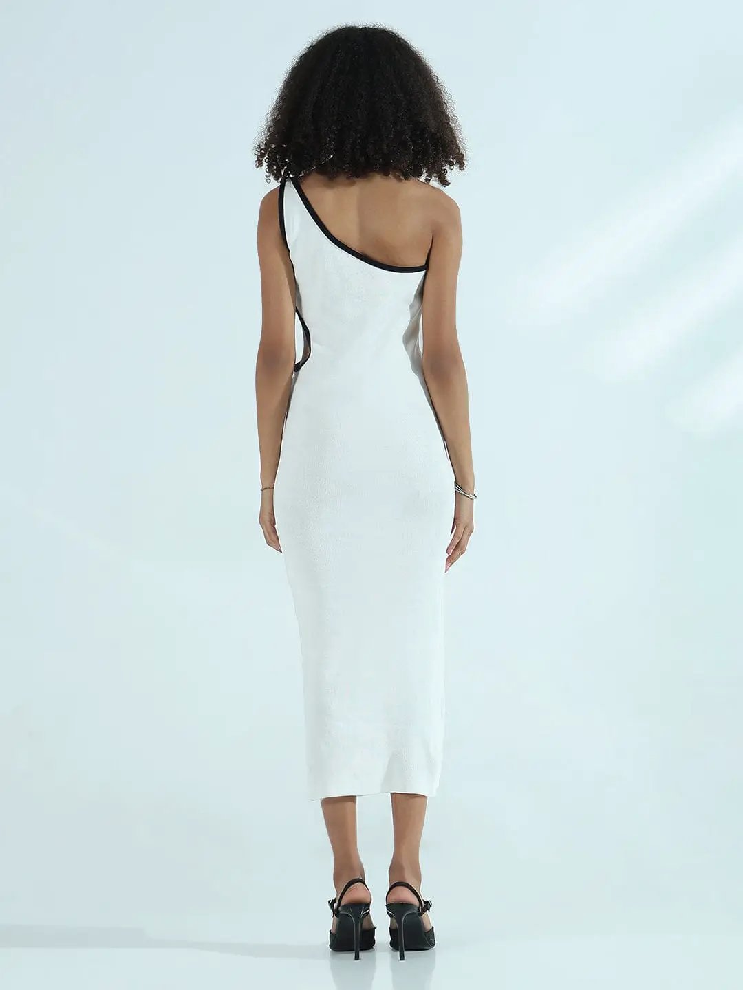 Women's Ribbed White One Shoulder Cut-Out Bodycon Dress - from SHOWOFFFF