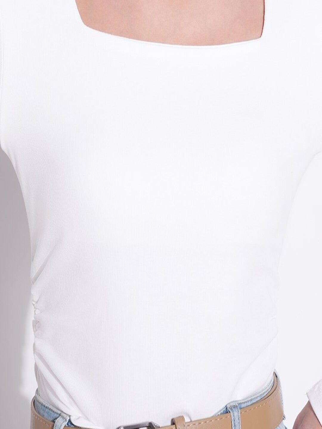 Women Solid White Crop Top