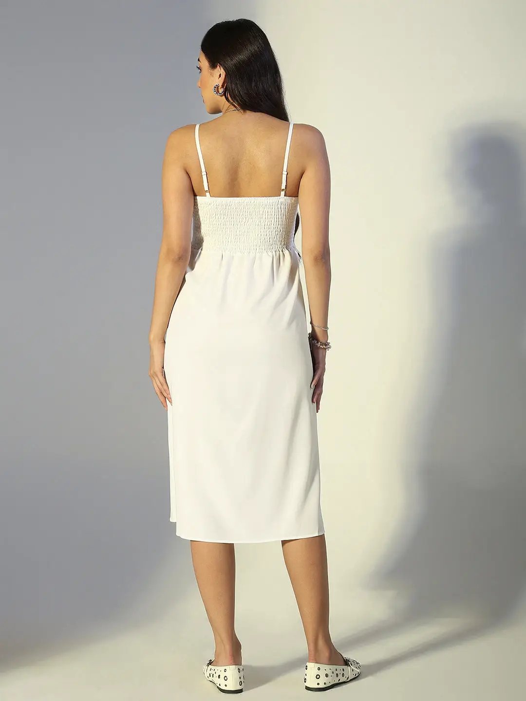 Women's White Asymmetric Midi Dress Women's White Asymmetric Midi Dress