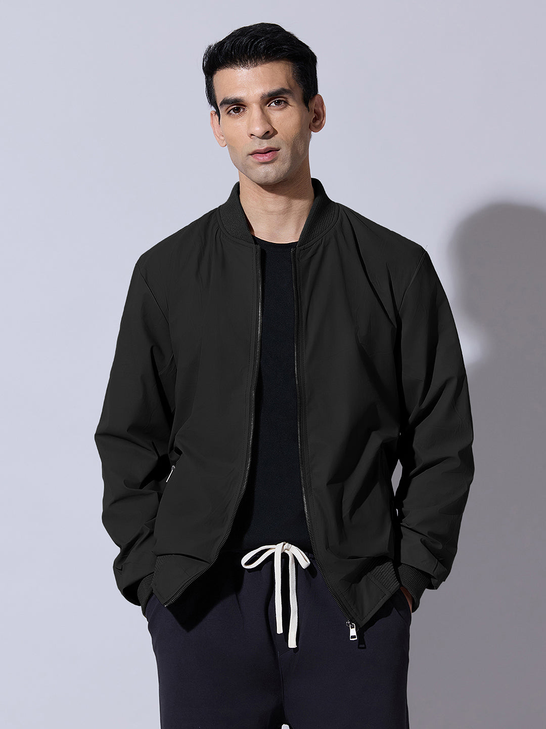 Men's Black Lightweight Zip-up Jacket